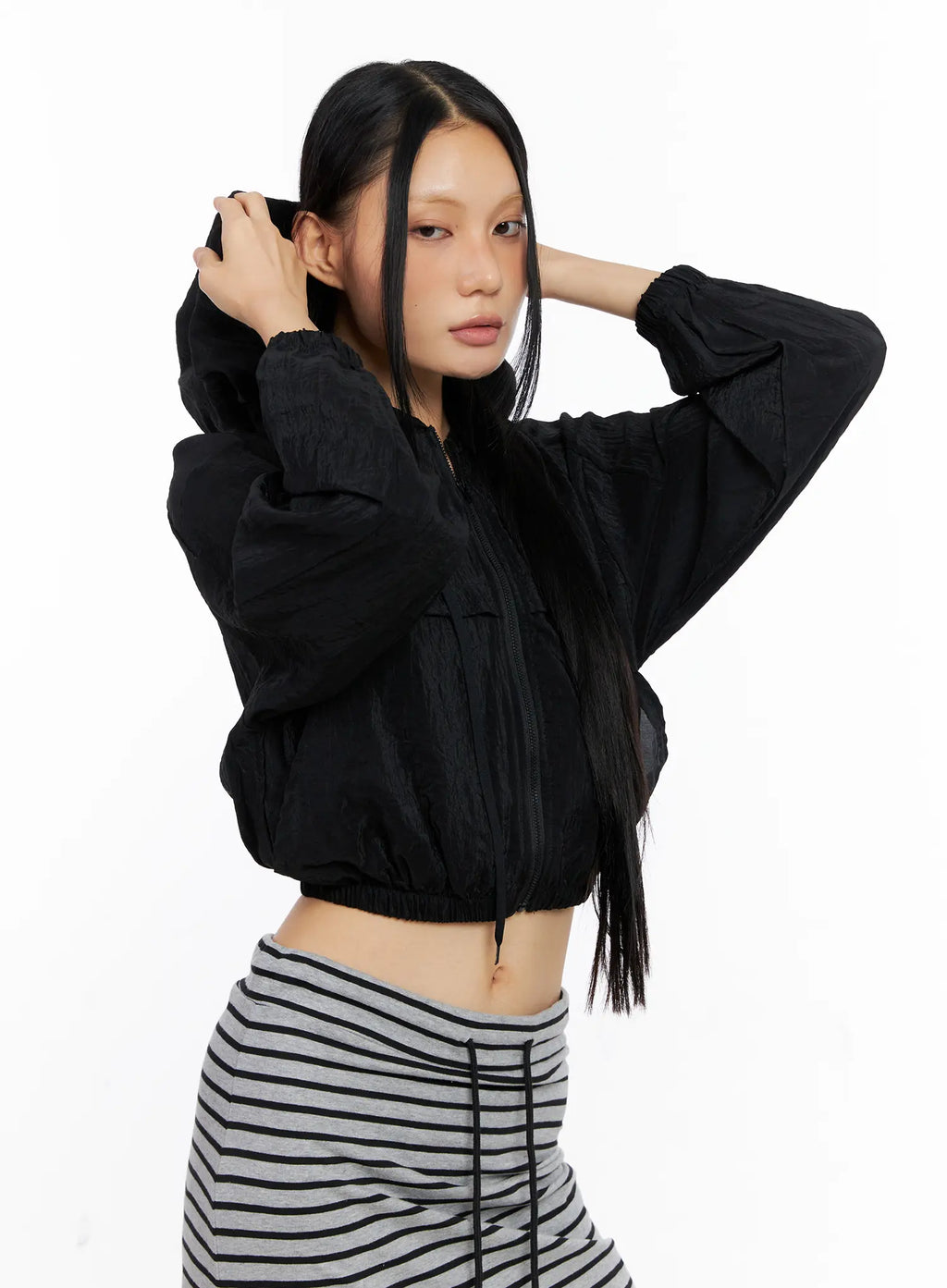 Cropped Zip-Up Windbreaker CL530