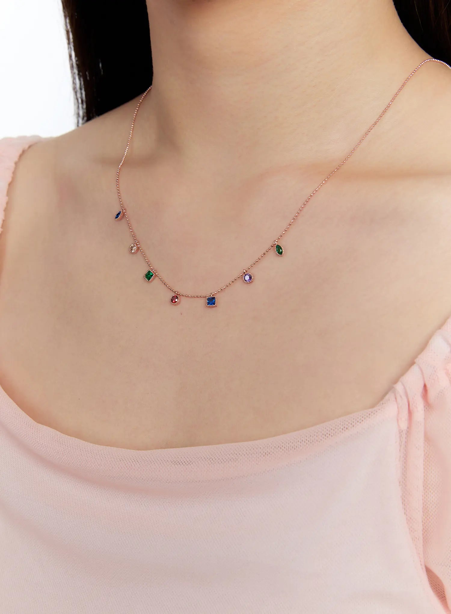 Rainbow Cubic Necklace IS517