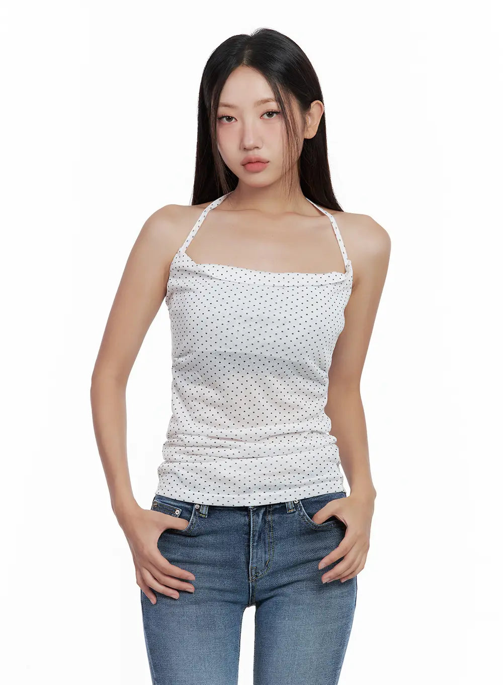 Polka Dot Square-Neck Halter Top CL508