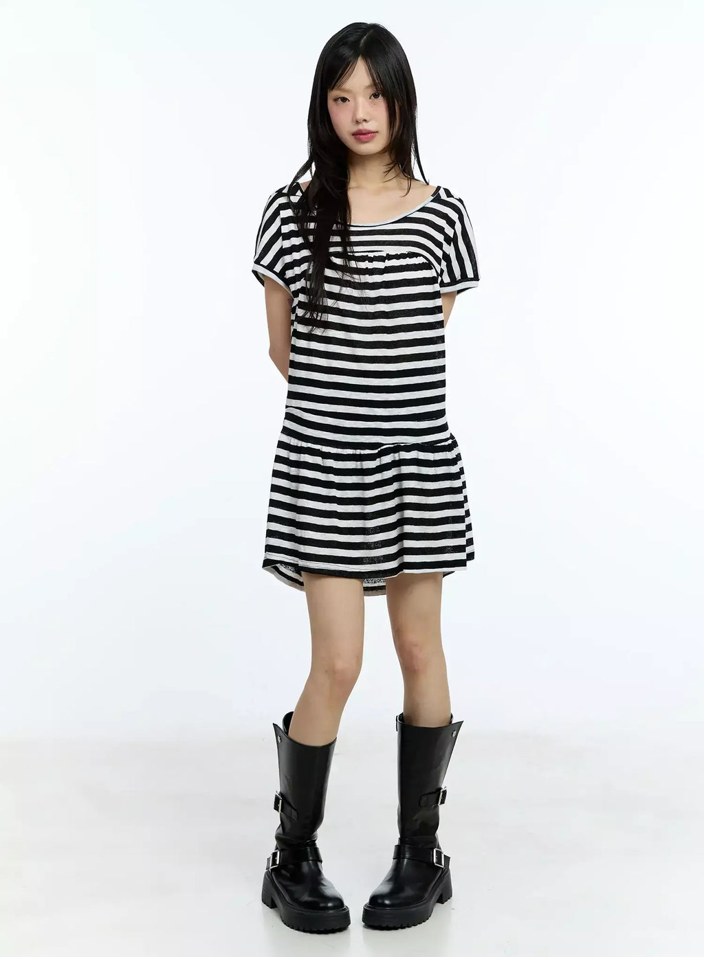 Striped Relaxed-Fit Mini Dress IU524