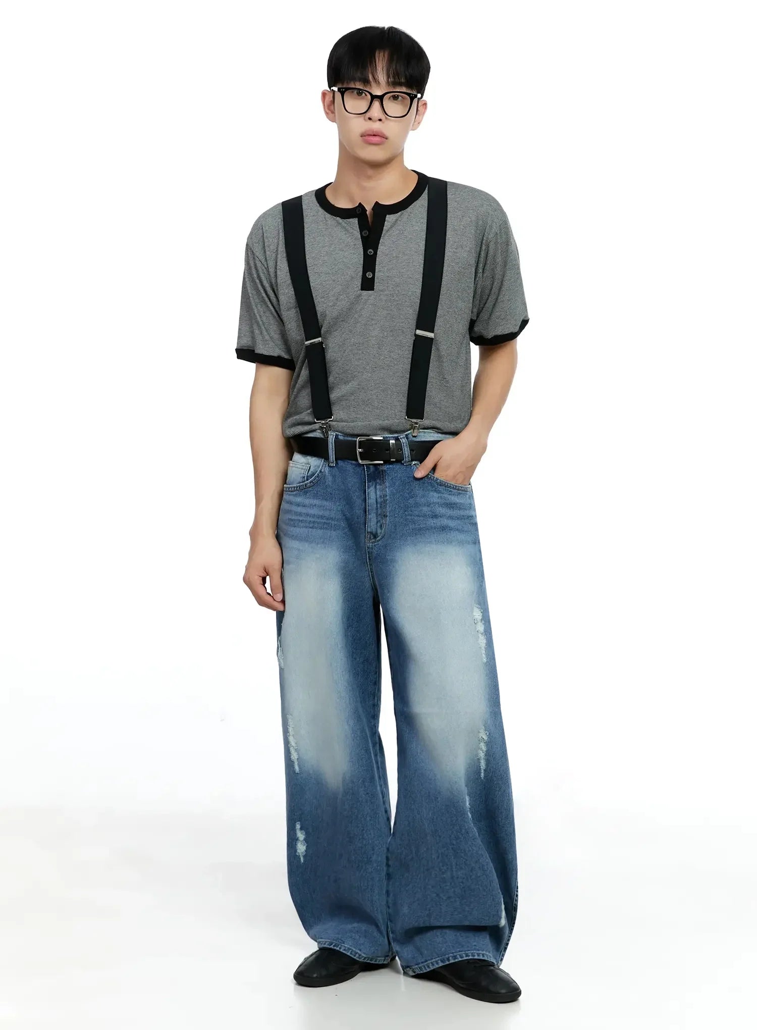 Men's Striped Henley T-shirt IG520