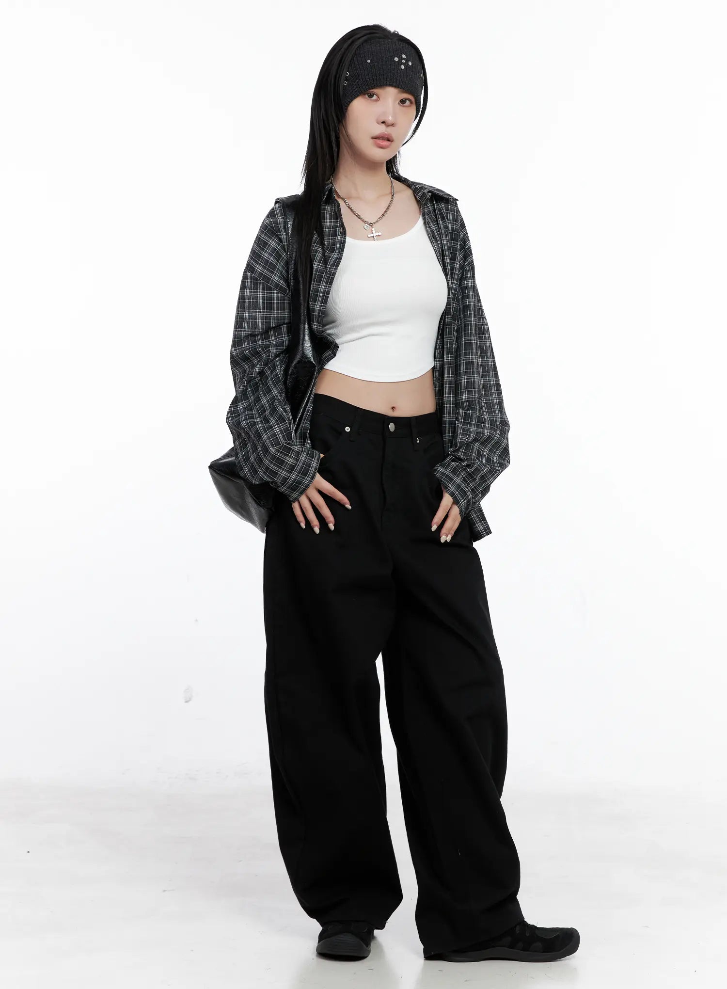 Oversized Plaid Button Up Shirt CS512