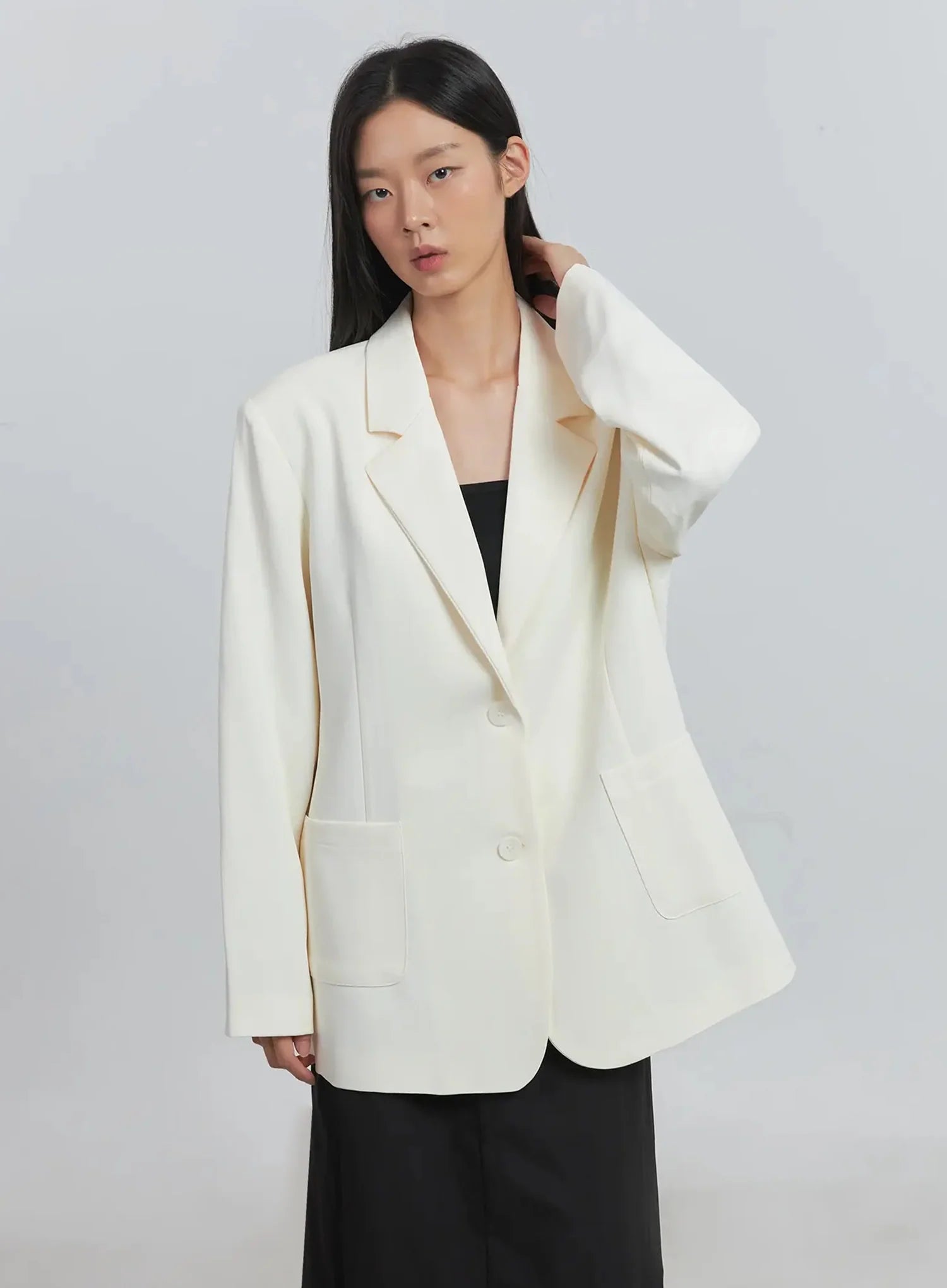 Classic Oversized Blazer (Light beige) IU512