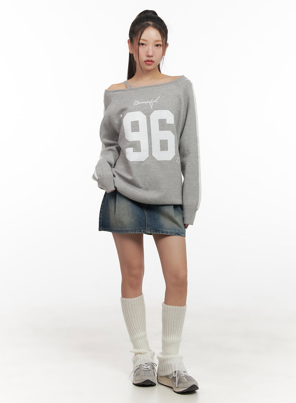 Pintuck Washed Denim Mini Skirt CD416