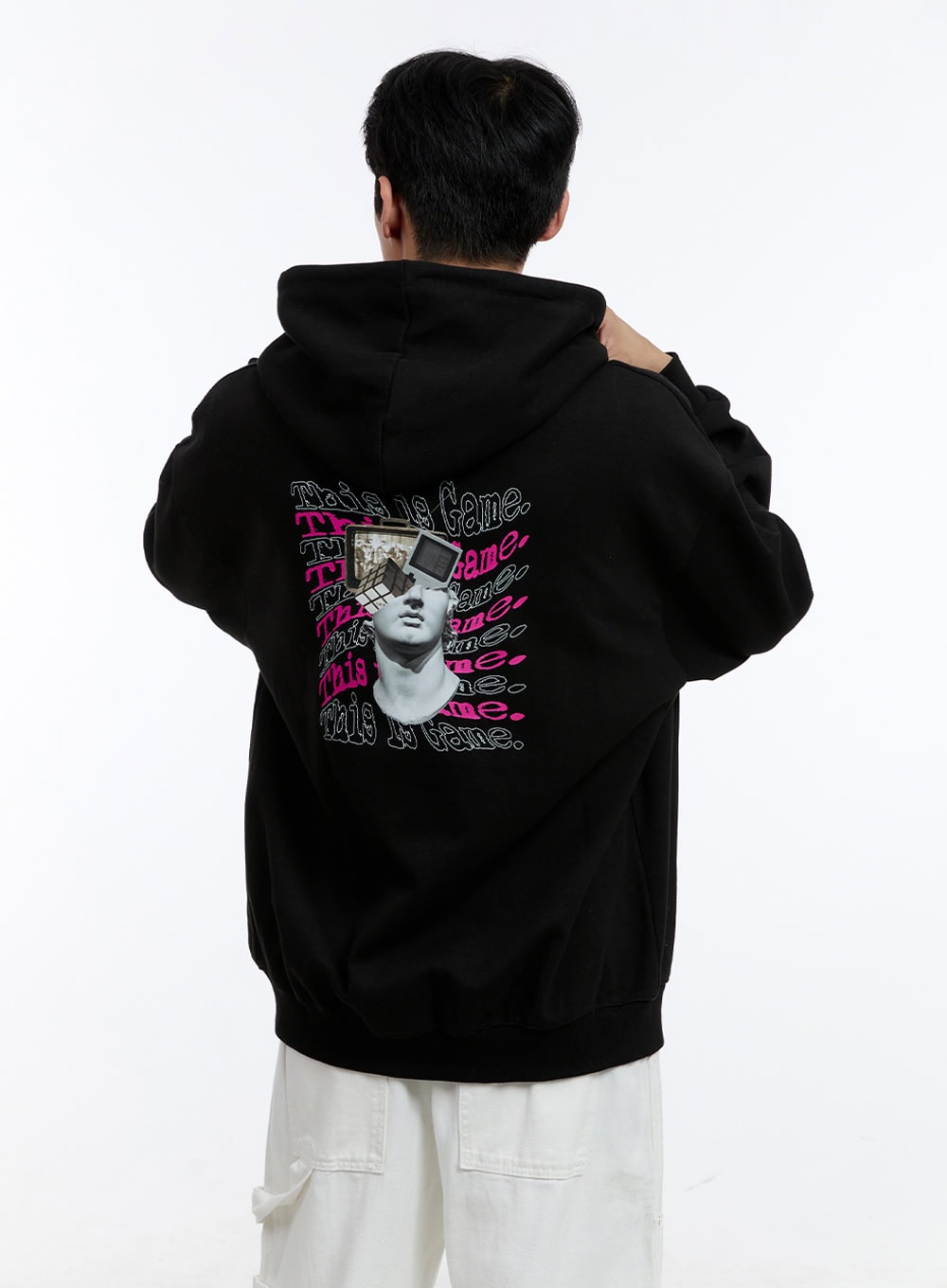 Men's Lettering Oversize Hoodie (Black) IG428