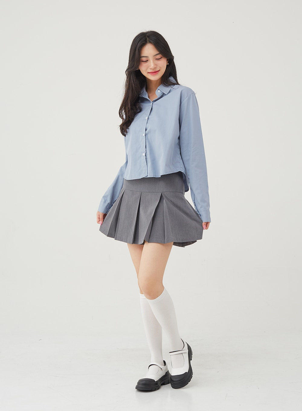 Basic Tone Down Color Crop Shirt BG23