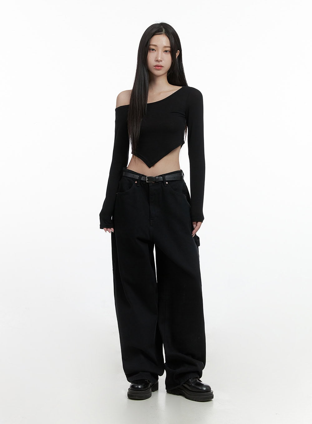 Unbalanced One-Shoulder Crop Top CS430