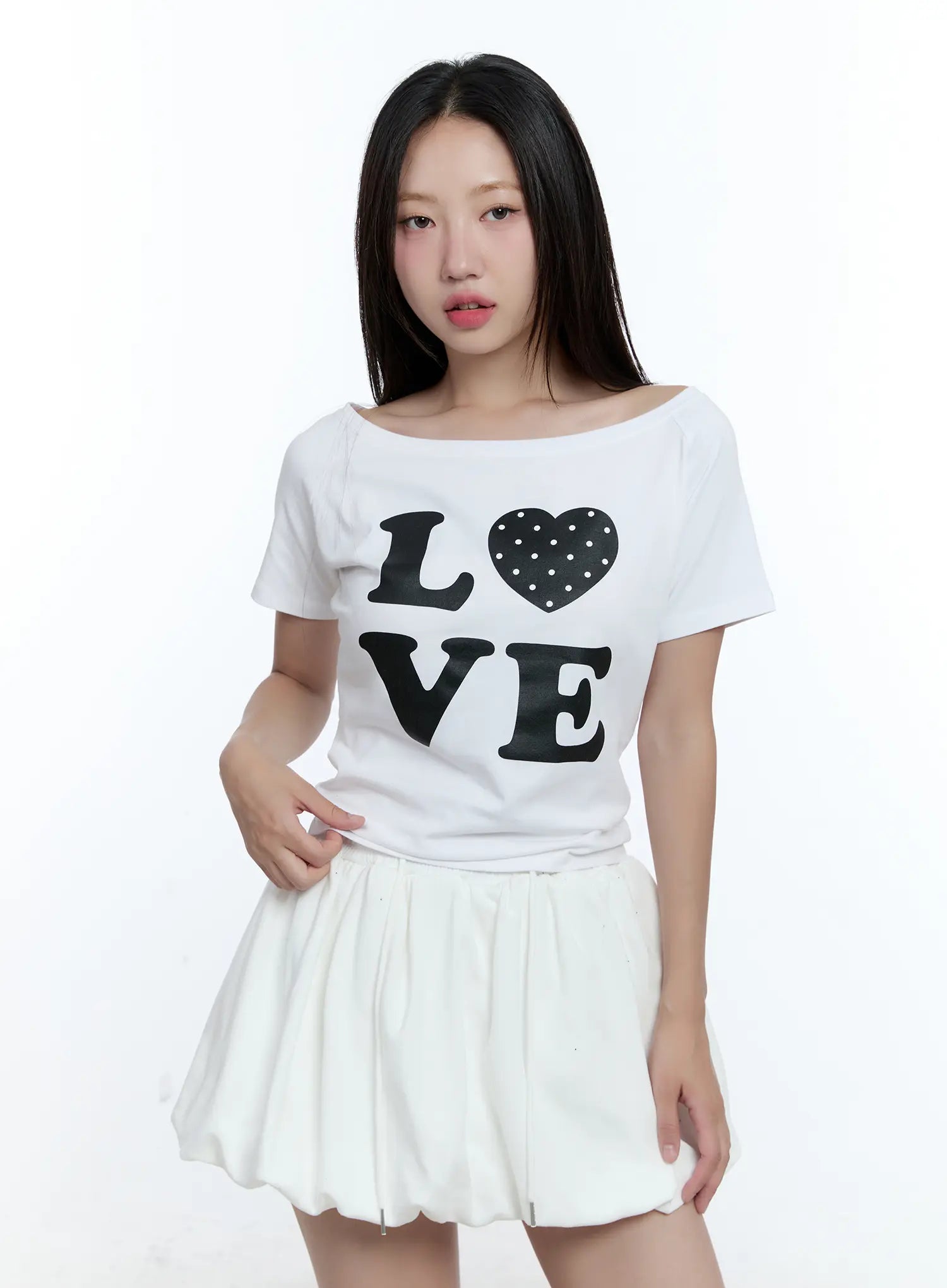 Love One-Shoulder Graphic Tee CU526