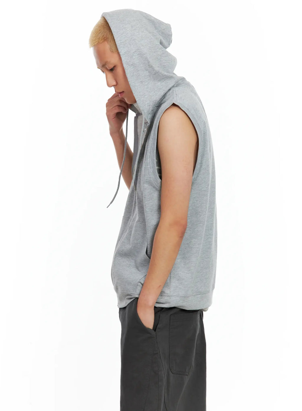 Men's Cotton Zip-Up Hoodie Vest IL511