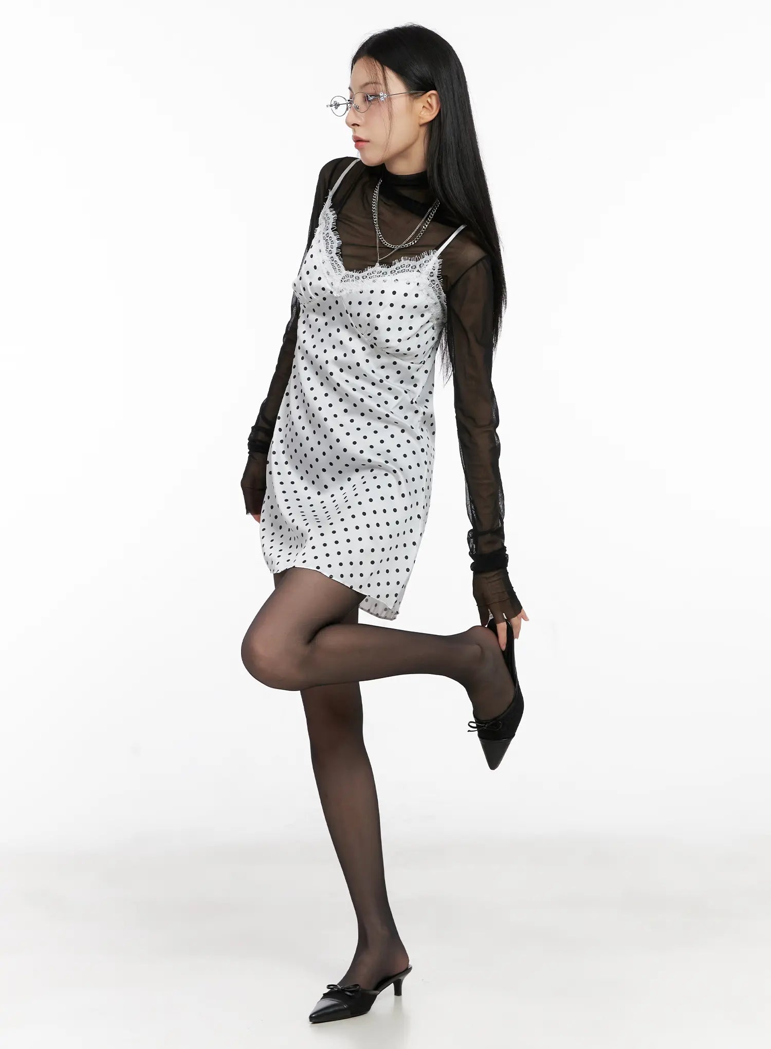 Sheer Turtleneck Long Sleeve Top CG525