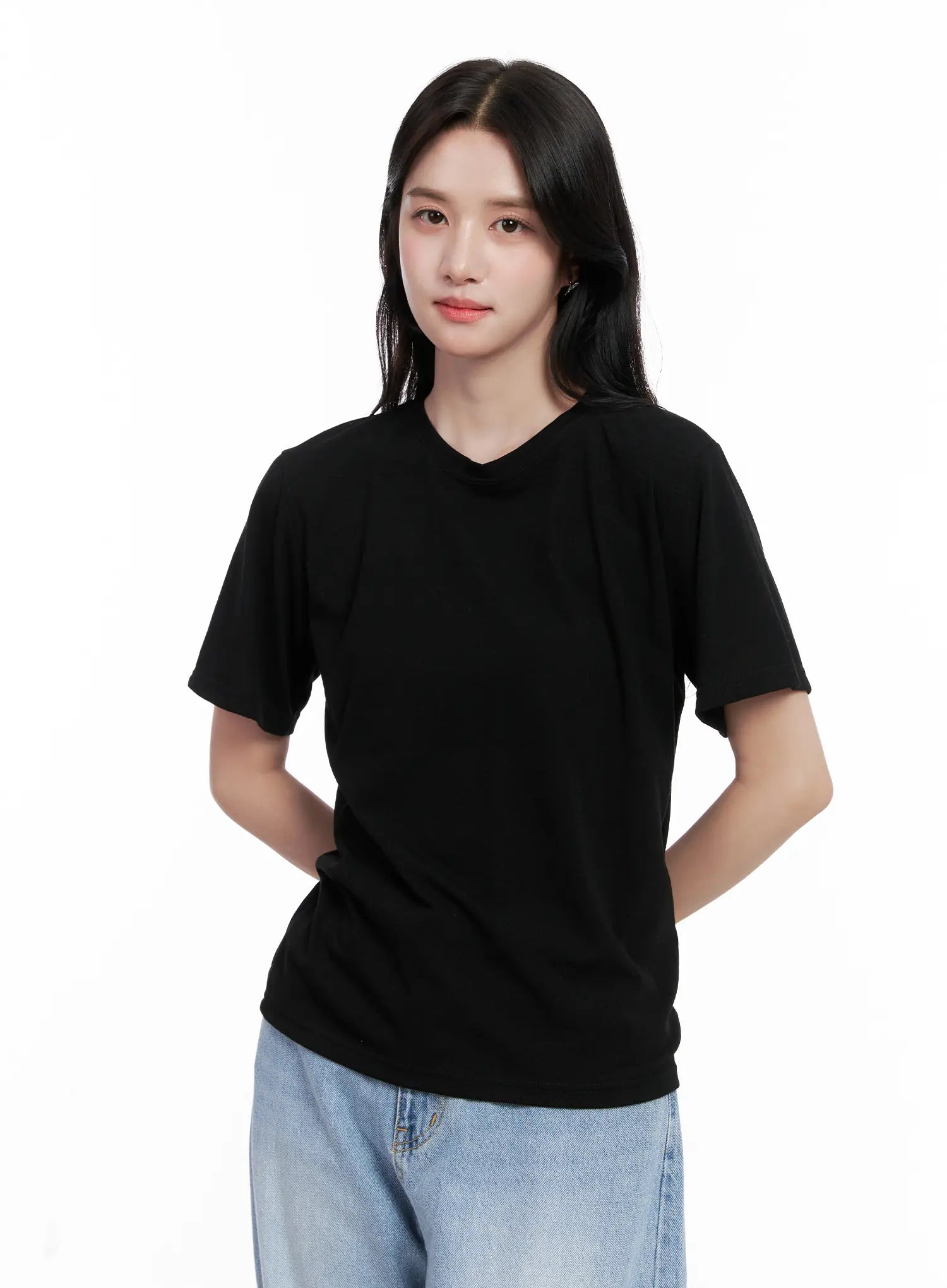 Classic Round-Neck Stretch Top CL515