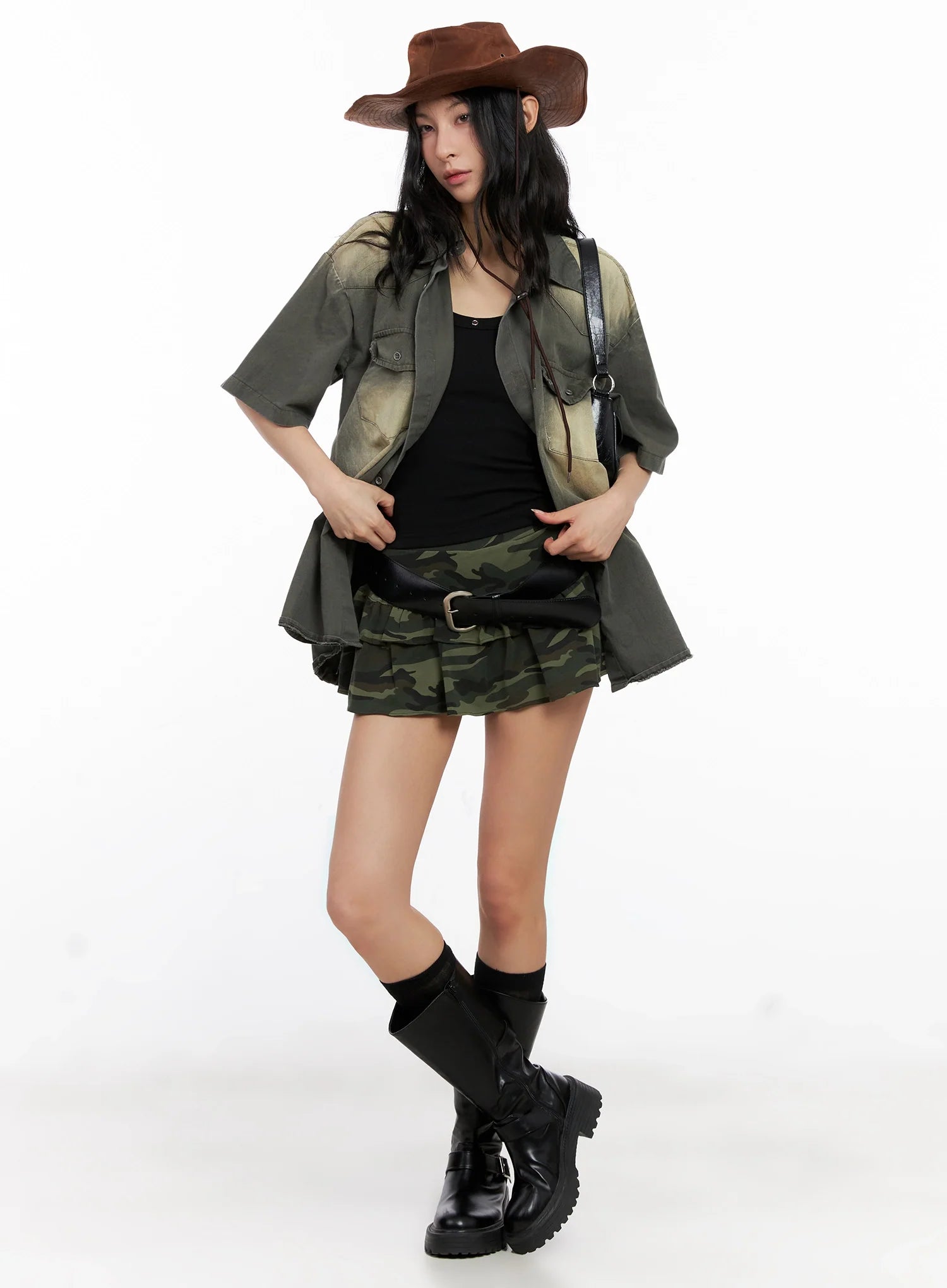 Camo Ruffle Mini Skirt IG508