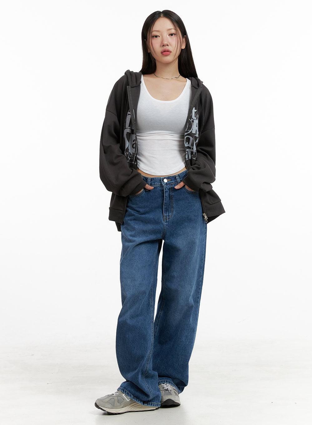 Acubi Oversized Two-Way Zip-Up Sweatshirt CL431