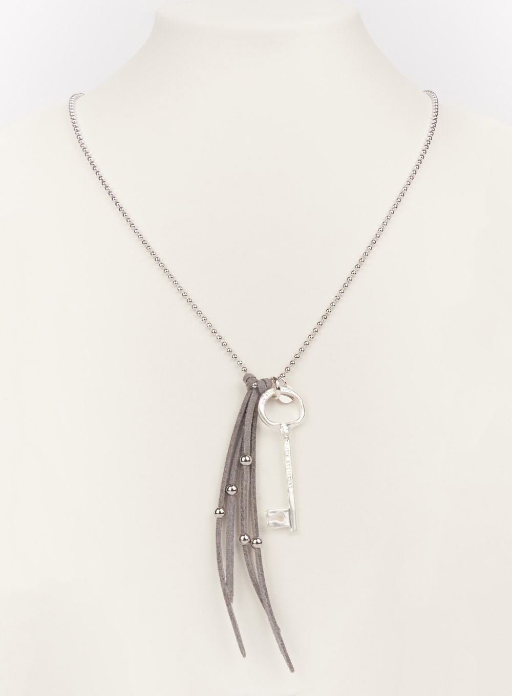 Key Fringe Long Necklace (Gray) IM531