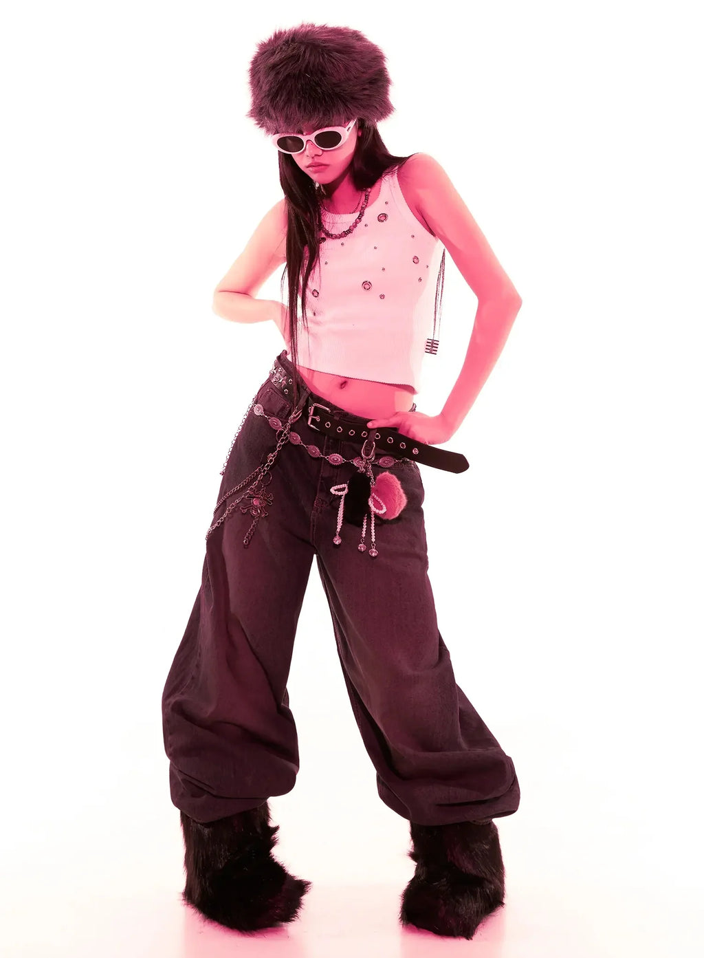 Ribbed Eyelet Slim-Fit Tank Top IS525