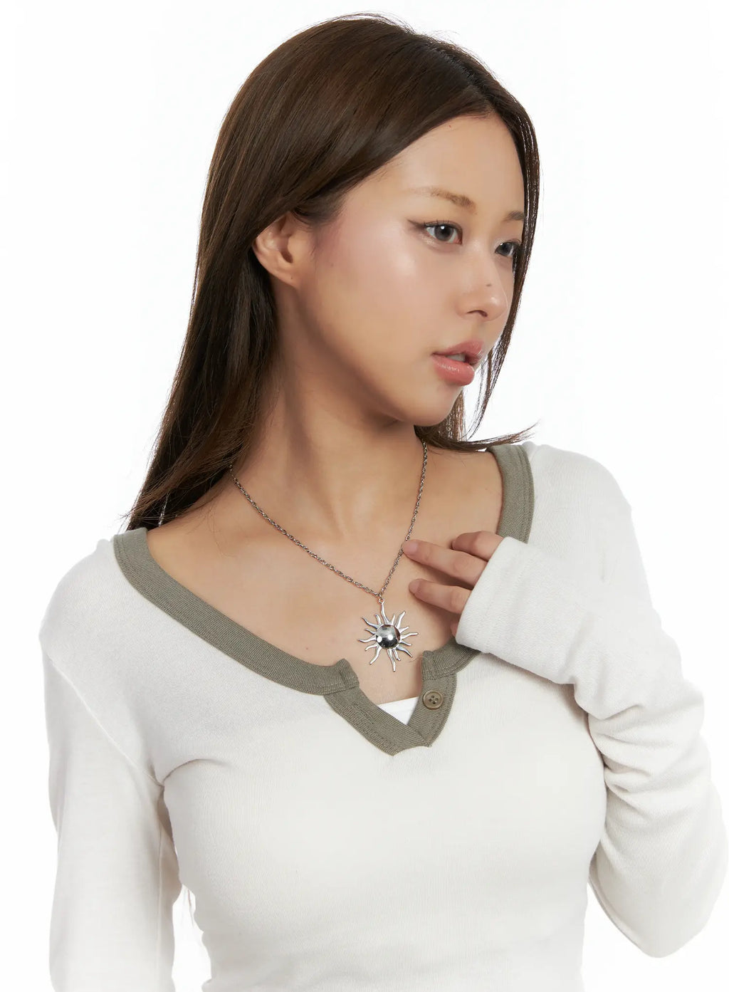 Silver Sun Pendant Necklace CS505