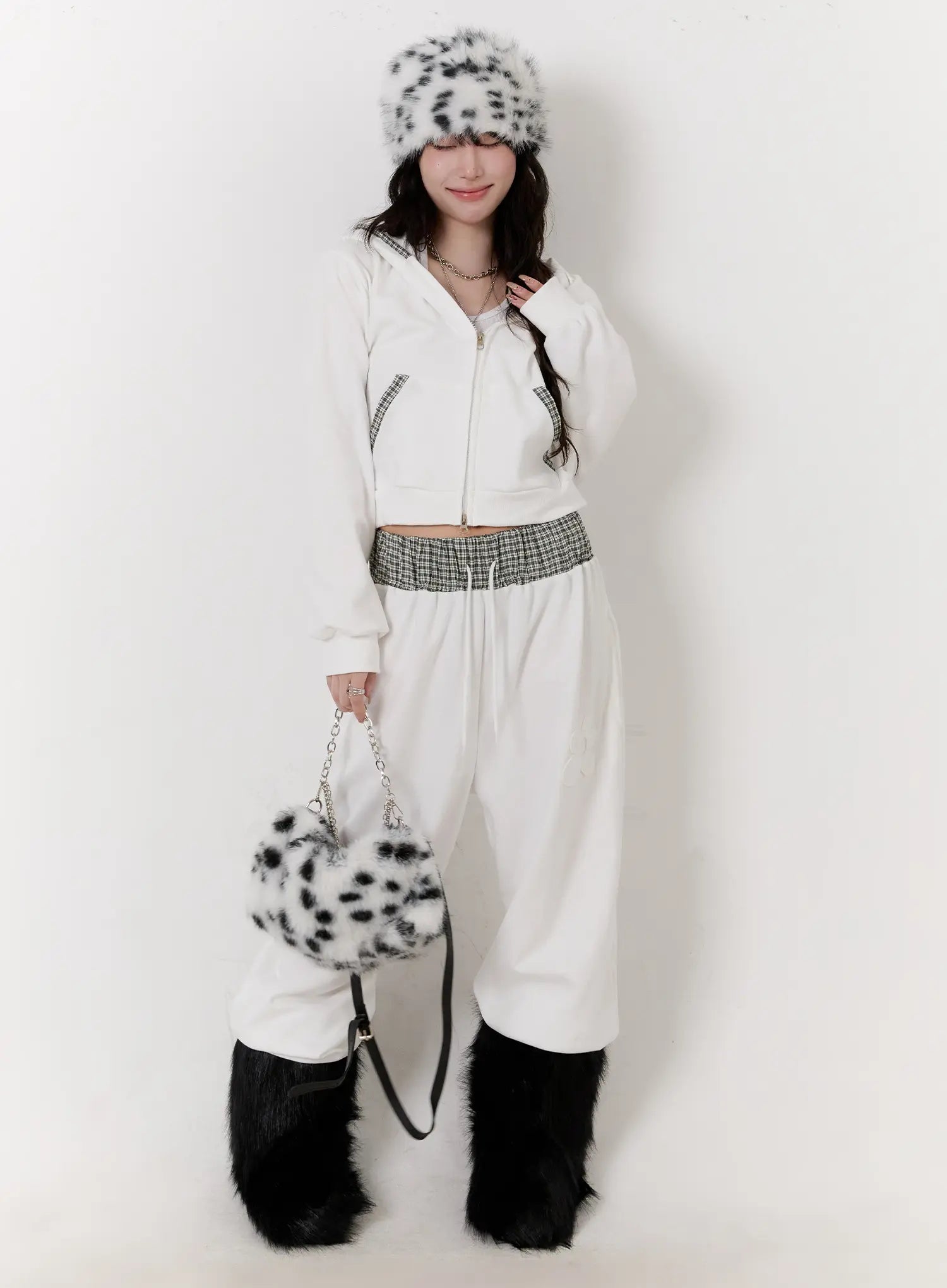 Plaid Waist Wide Leg Sweatpants CS530