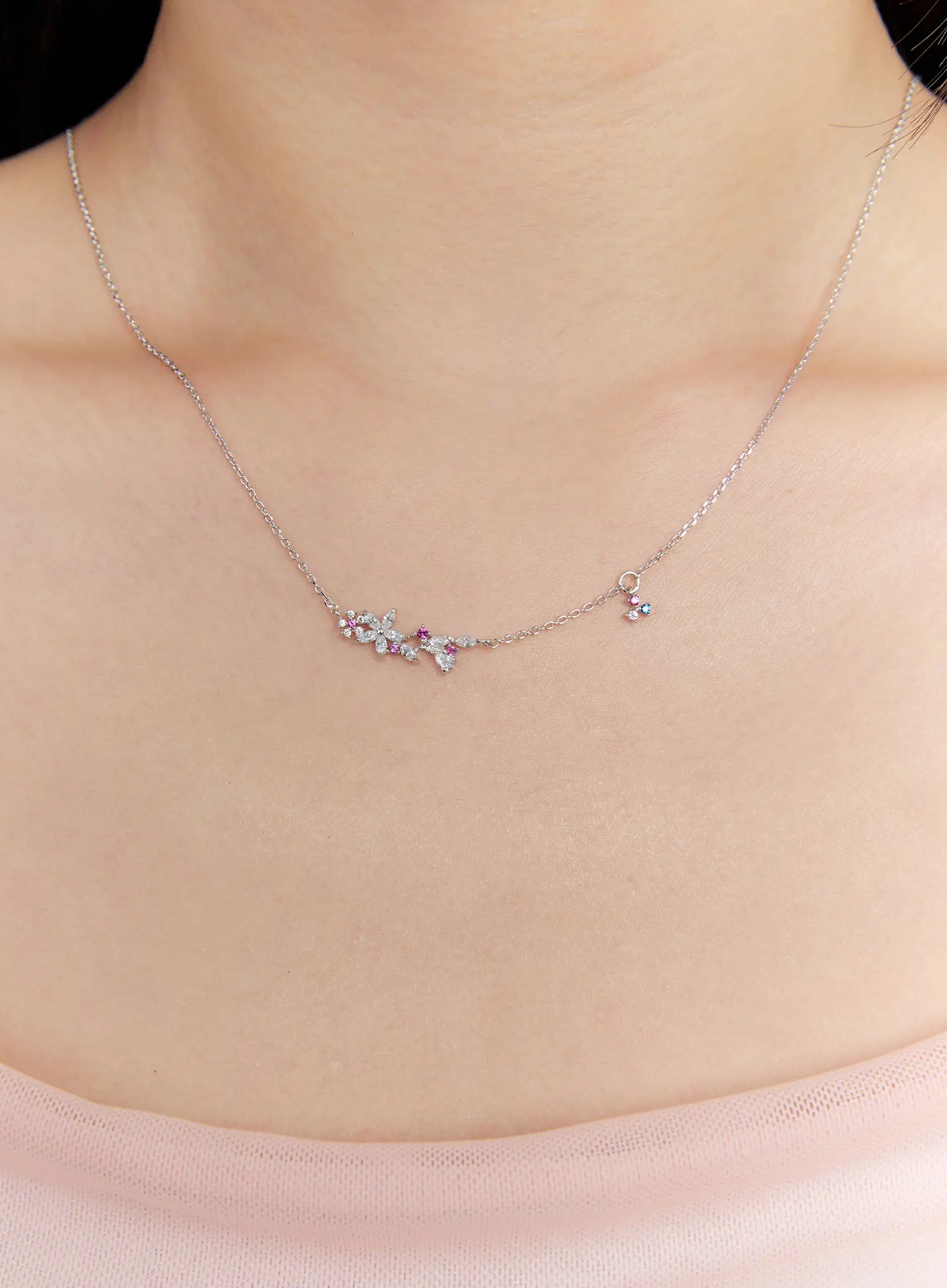 Accent Petal Ruby Necklace IS517