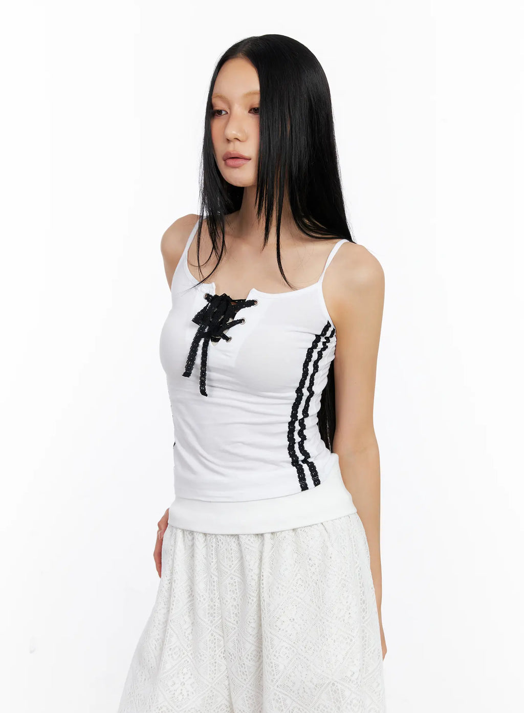 Lace-Up Eyelet Tank Top CL530