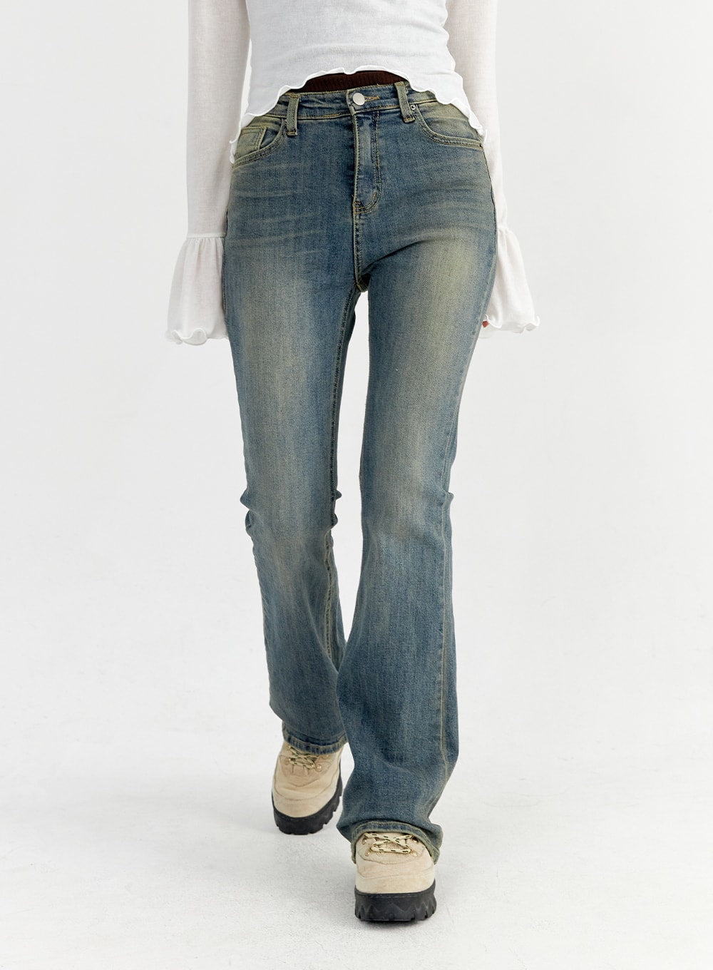 Slim Washed Bootcut Jeans CO327