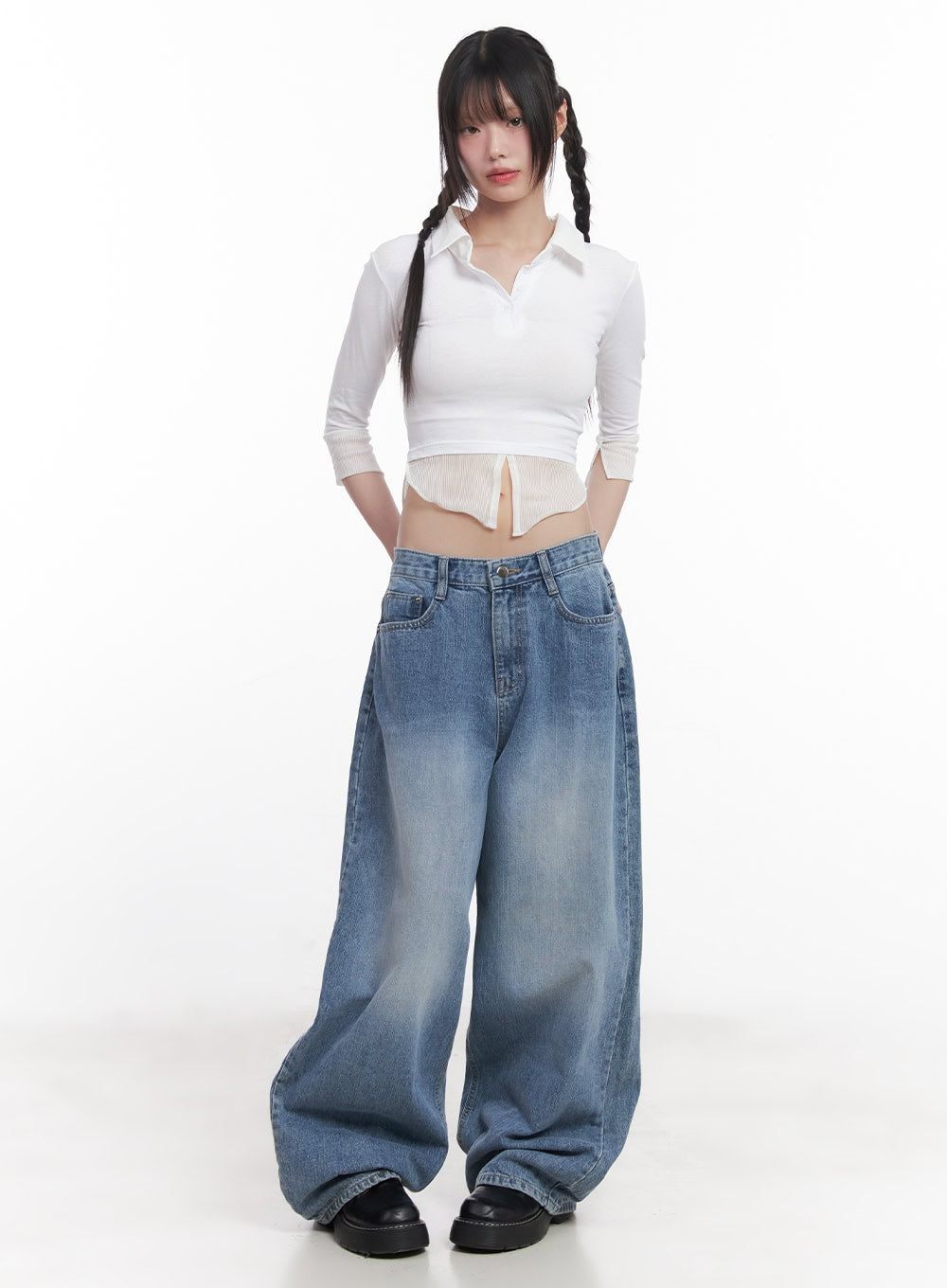 Alessa Washed Wide-Fit Baggy Jeans CU505