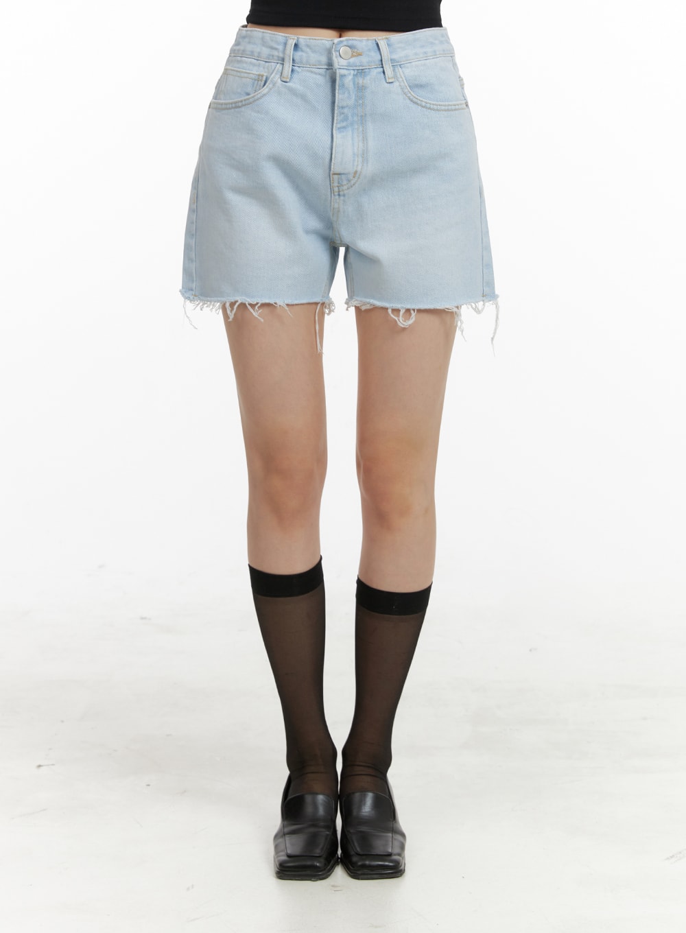Destroyed Hem Denim Shorts OA422