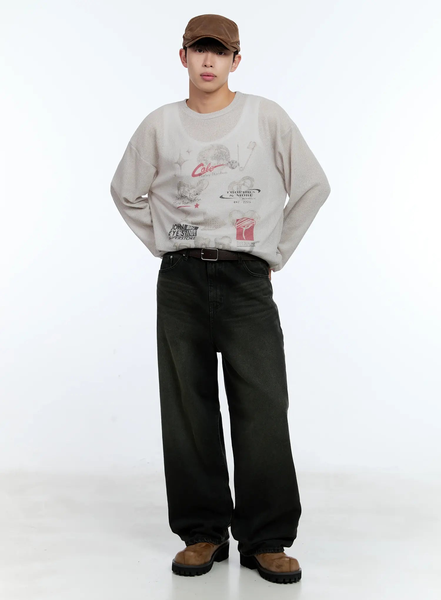 Men's Graphic Linen Long-Sleeve Tee IL515