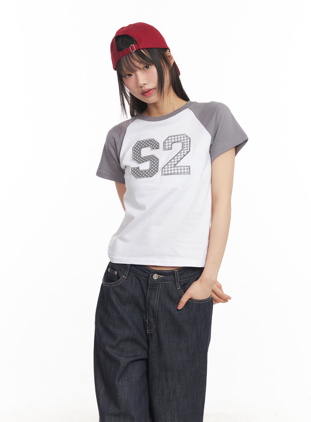 Check Embroidered Crop Top CA522