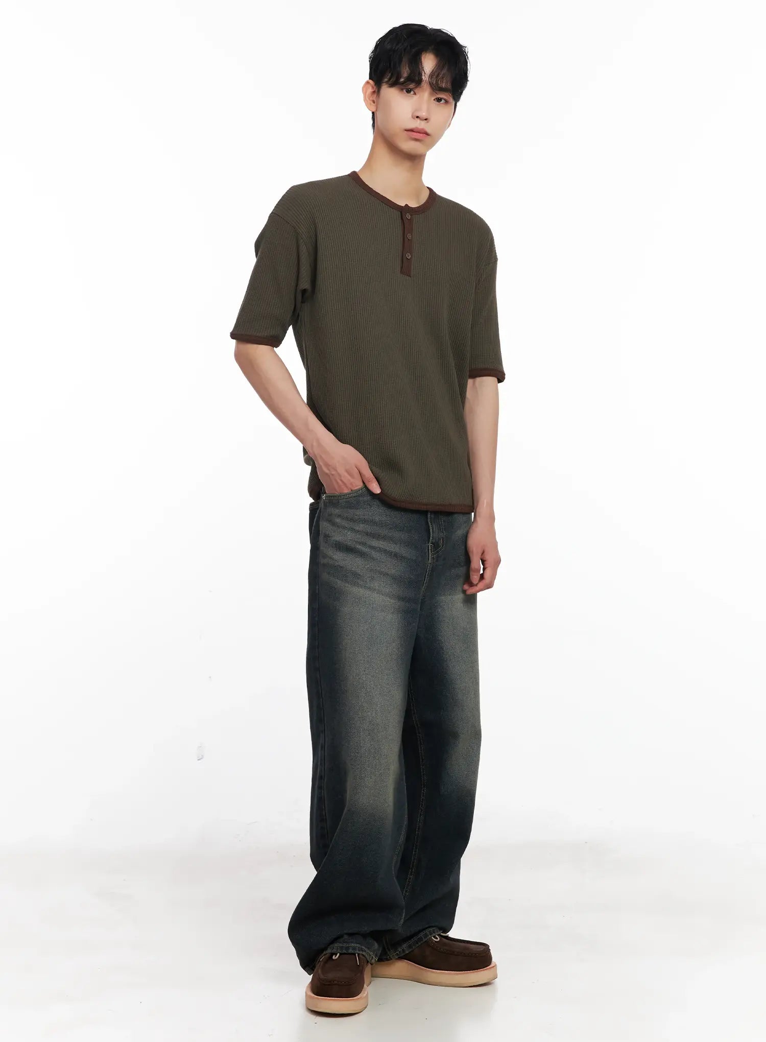 Men's Washed Baggy Jeans IU526