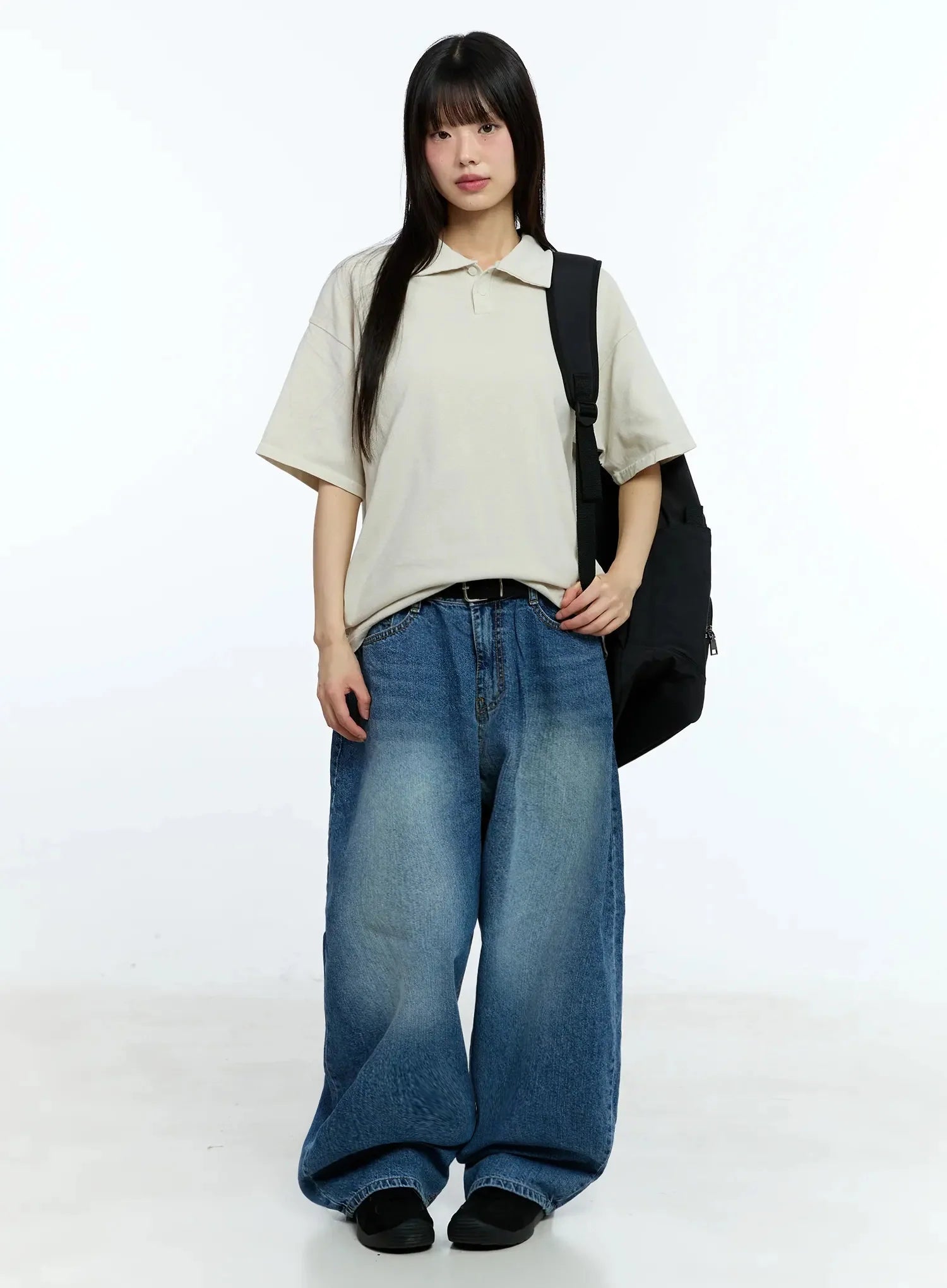 Oversized Short-Sleeve Polo Shirt IU523