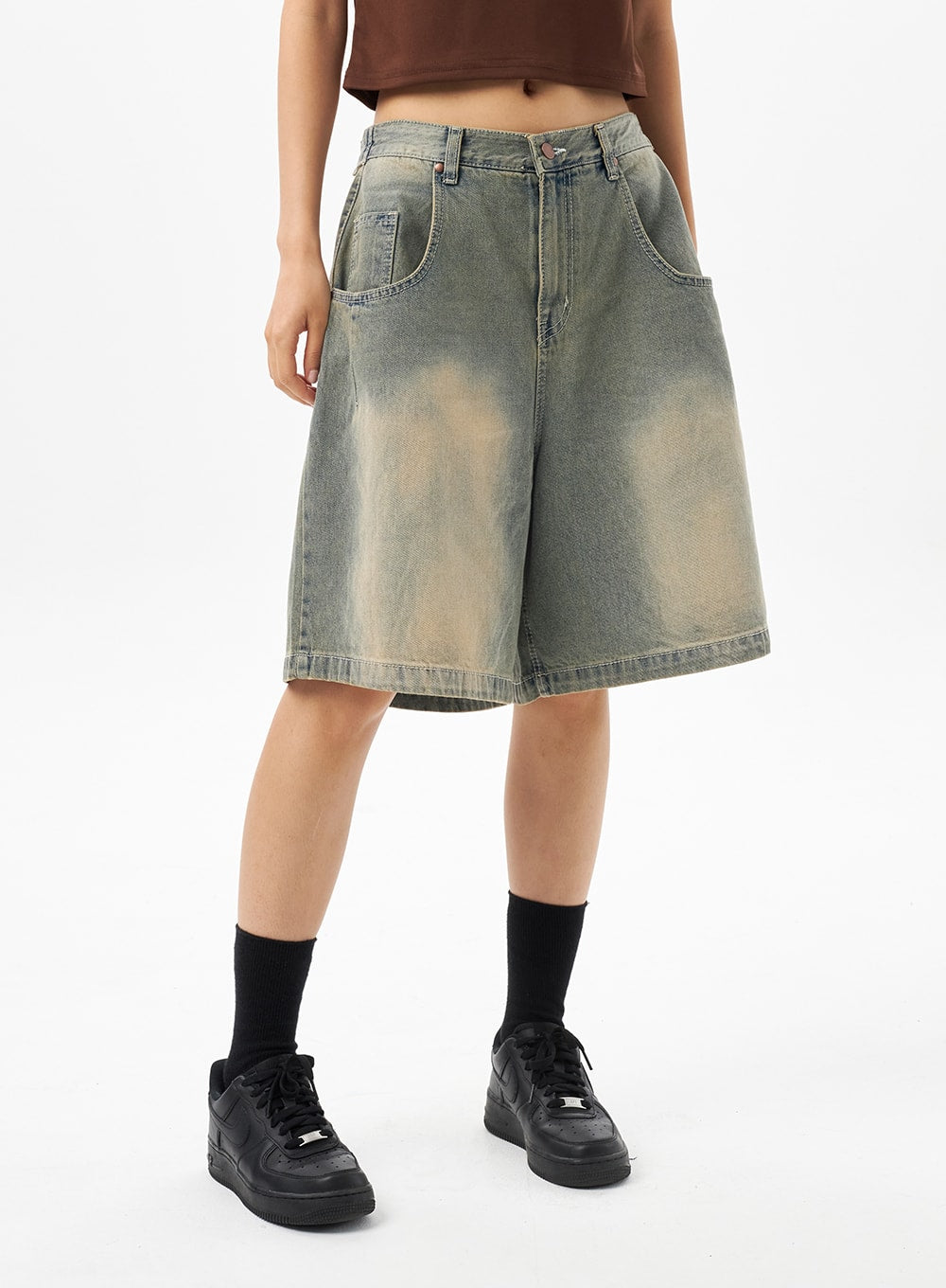 Low Rise Denim Bermuda Pants CU316