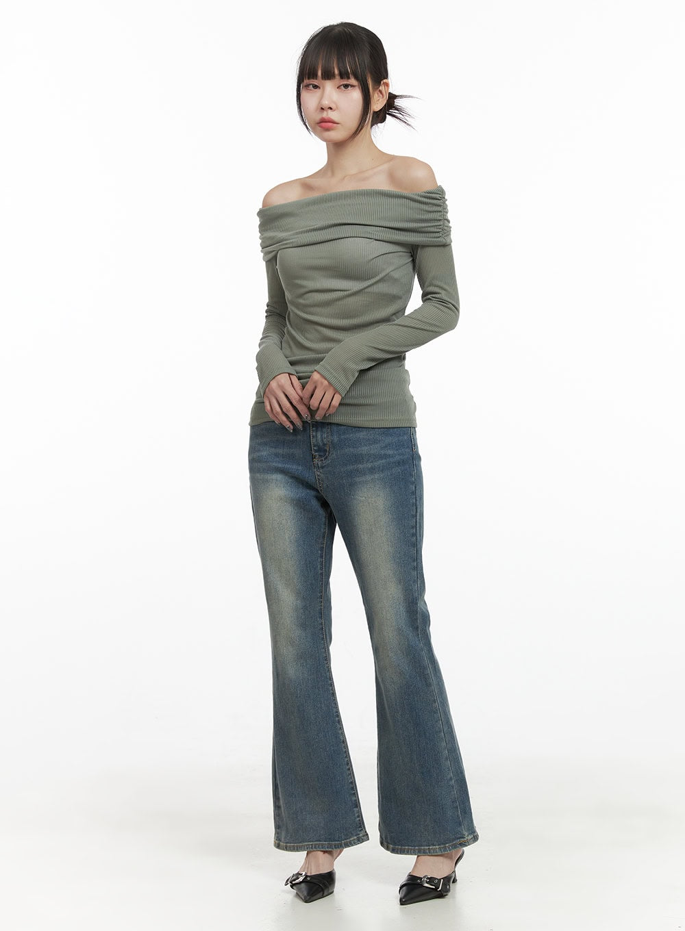 Skye Washed Long Bootcut Jeans OO401