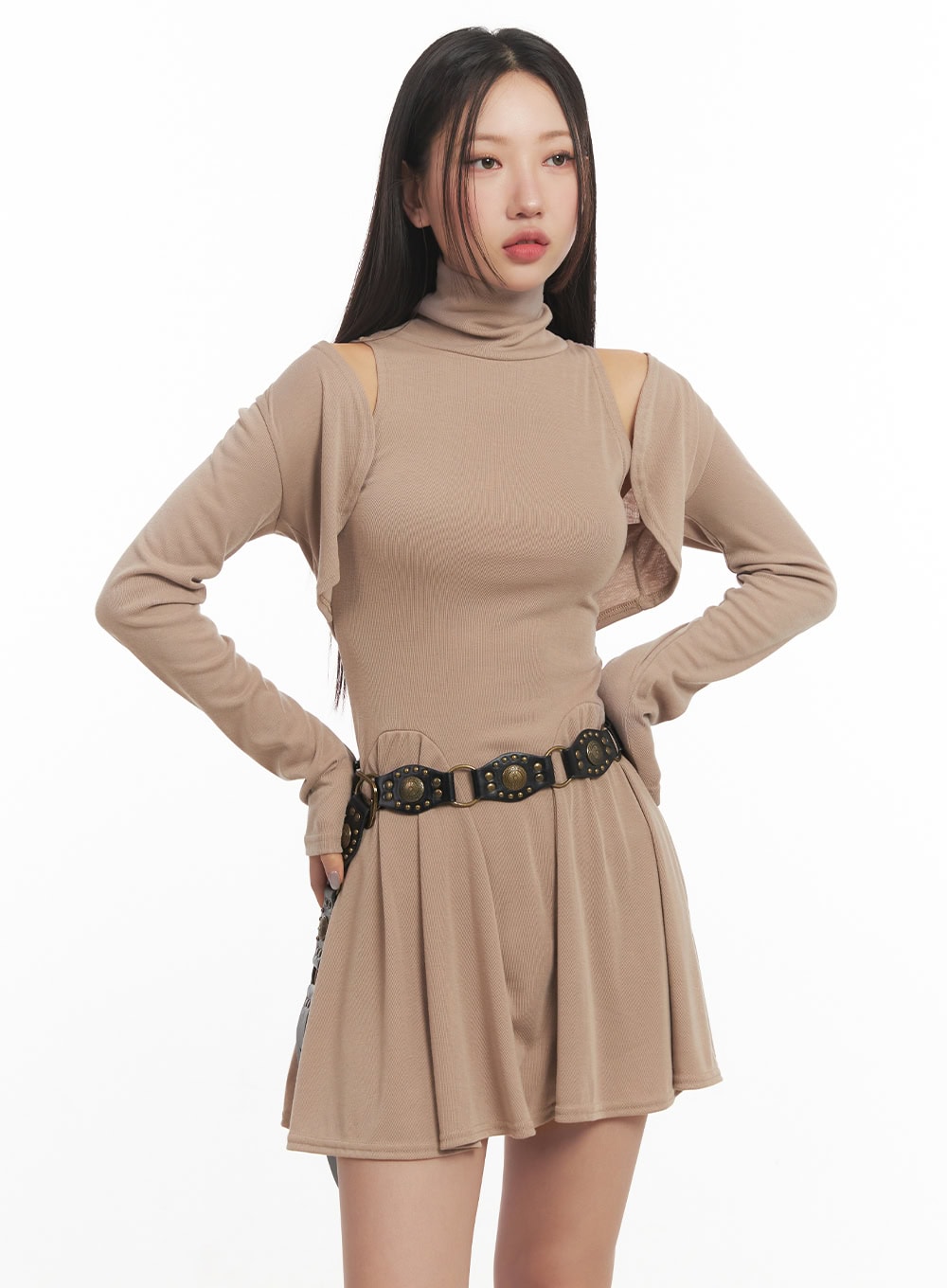 Sleeveless Turtleneck Dress & Bolero Set CF520