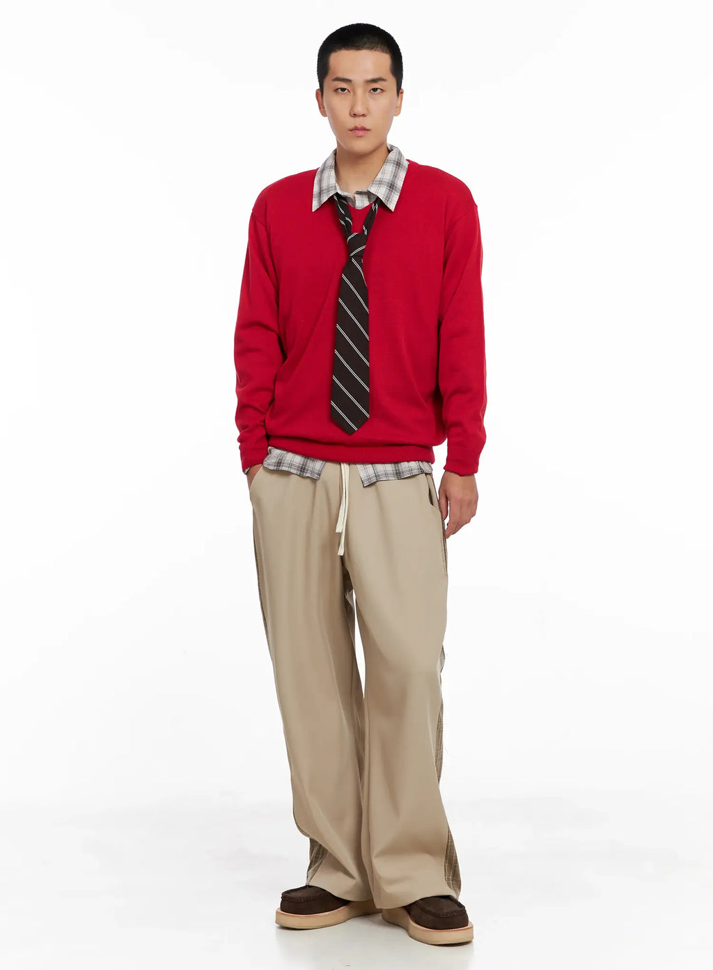 Men's Side Plaid Drawstring Pants IG529