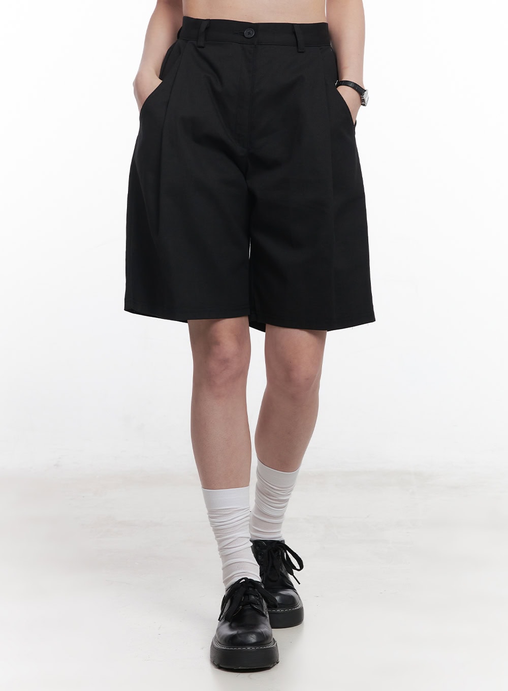 Cotton Pintuck Wide-Fit Shorts CY519