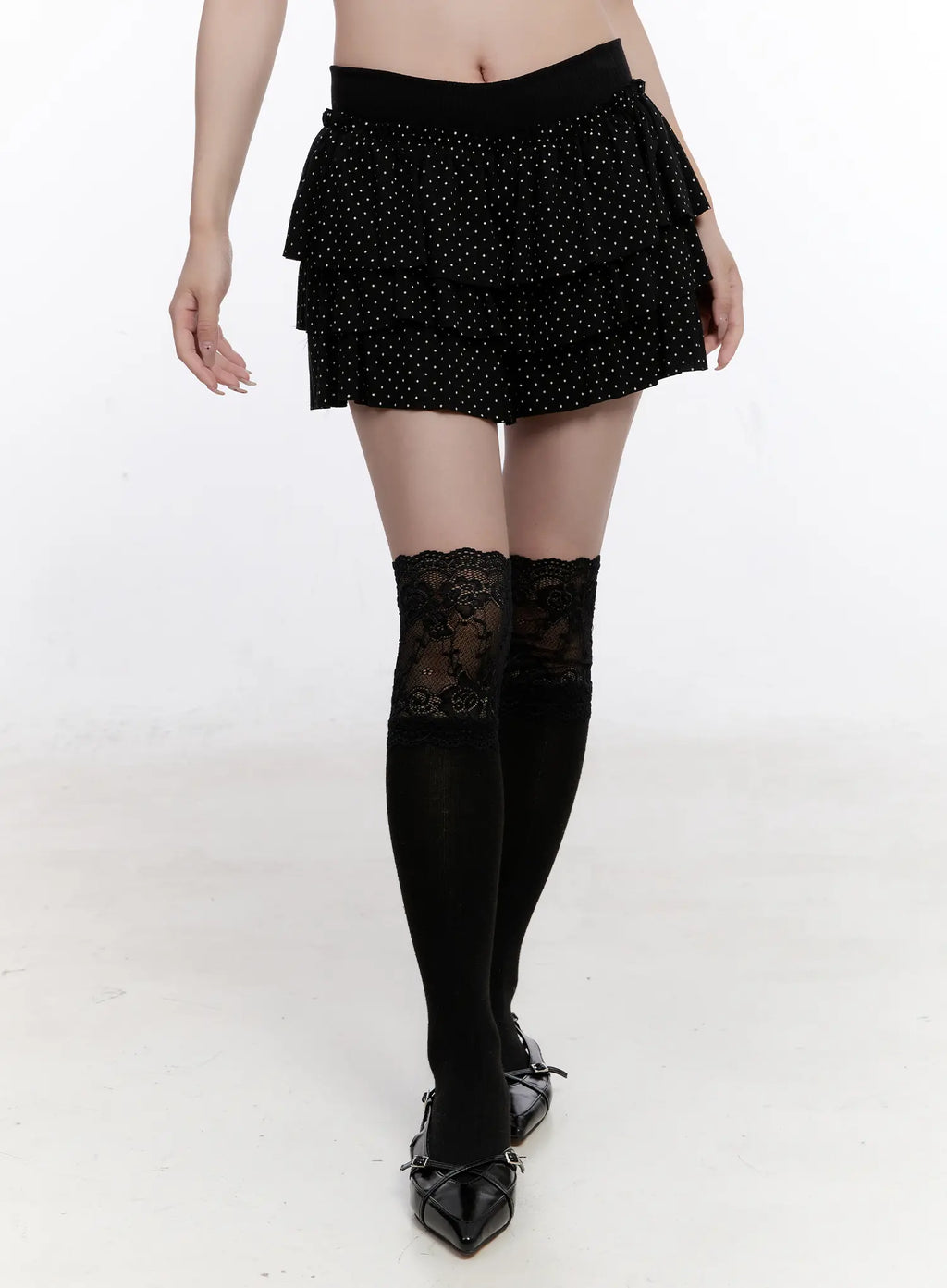 Polka Dot Tiered Mini Skirt CS530