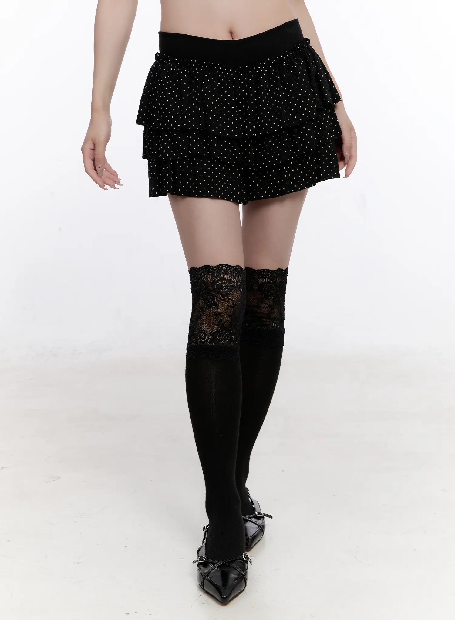 Polka Dot Tiered Mini Skirt CS530