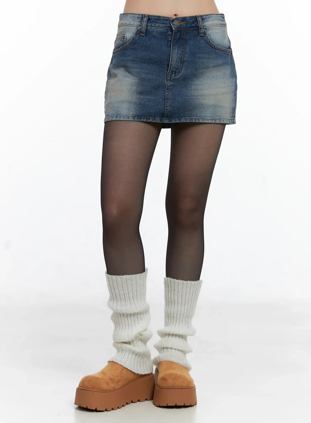 Washed Denim Pocket Mini Skirt CS510