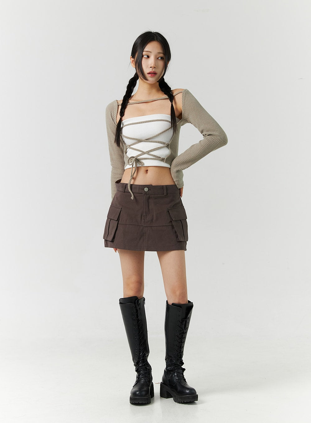 Open Front Tie Bolero Top CN328