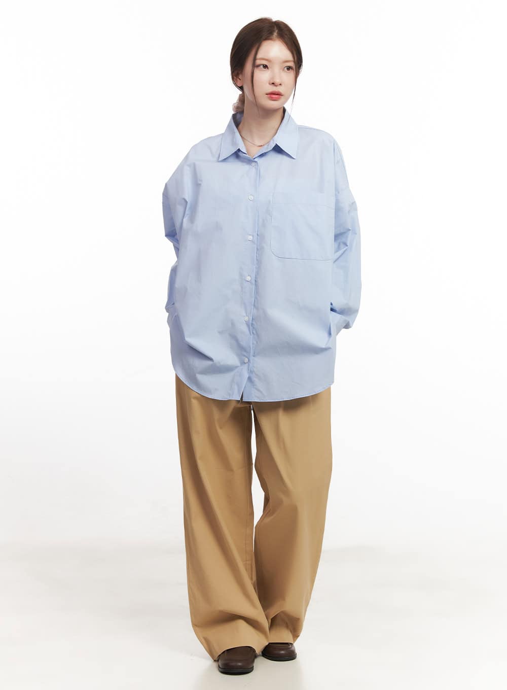 Cotton Oversized Button-Up Shirt CA502