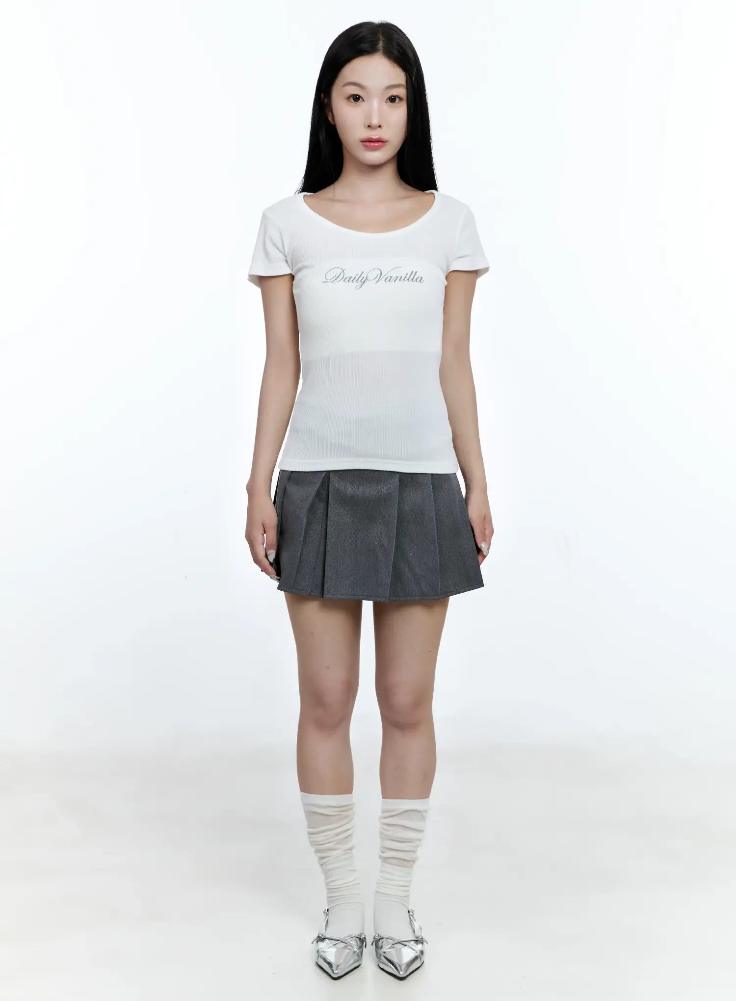 Pleated Wrap Mini Skirt CG511