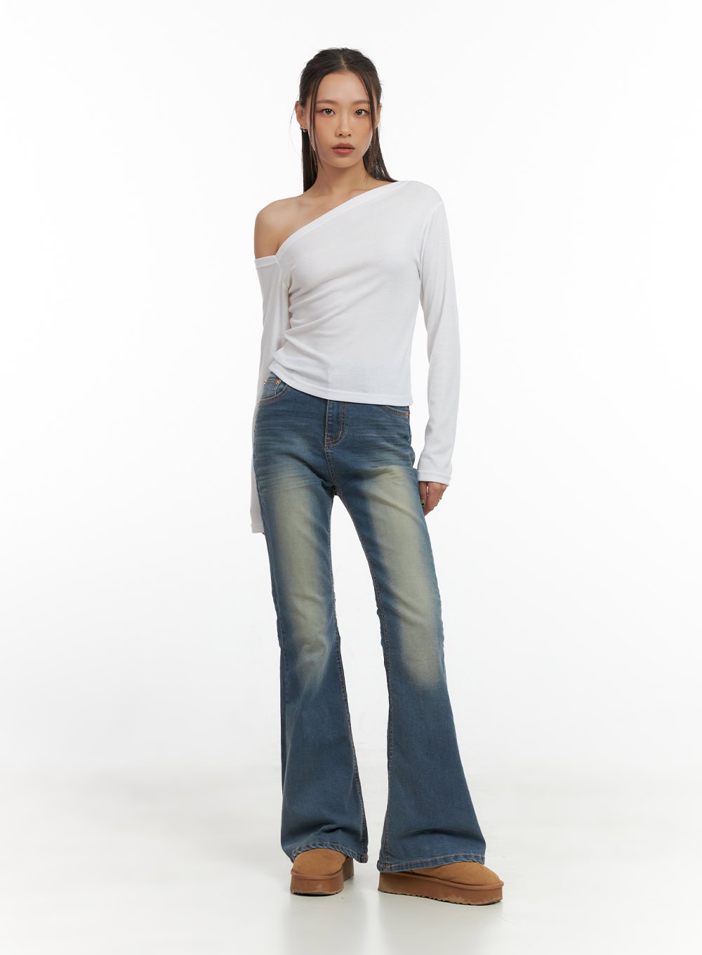 Selena Chic Washed Bootcut Jeans CO424