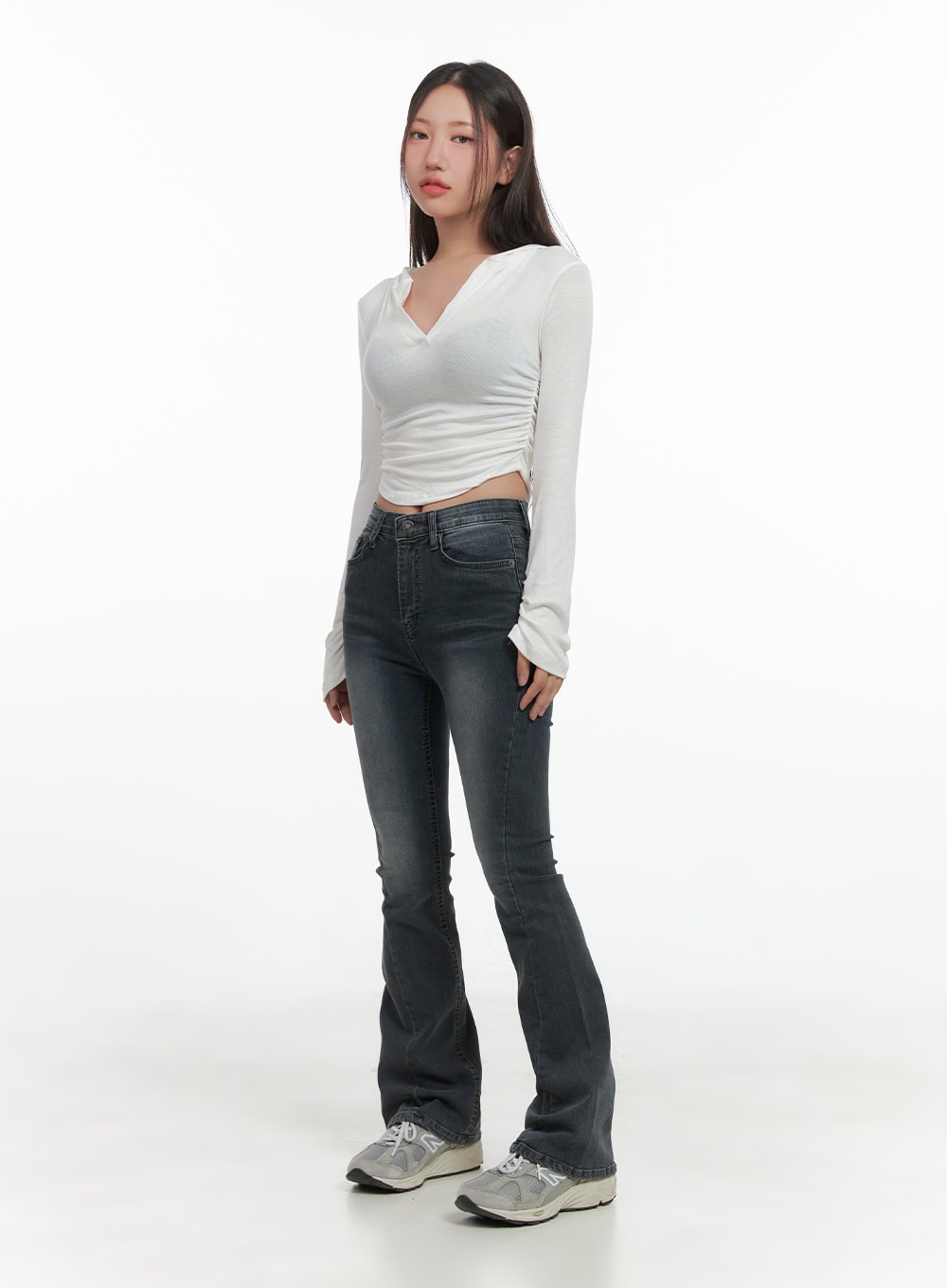 Classic Slim V-Neck Crop Top Hoodie CO402