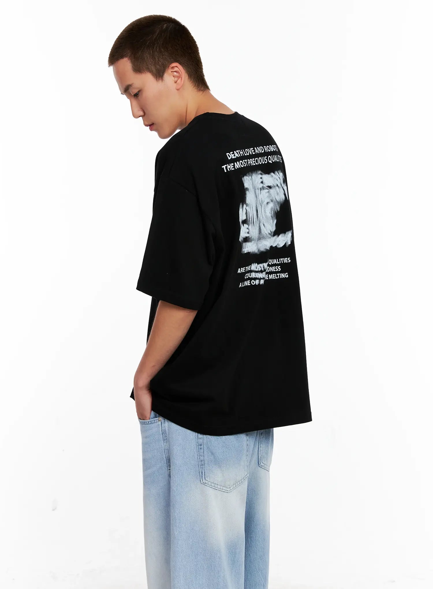 Men's Oversized Blurred Graphic Tee IG508