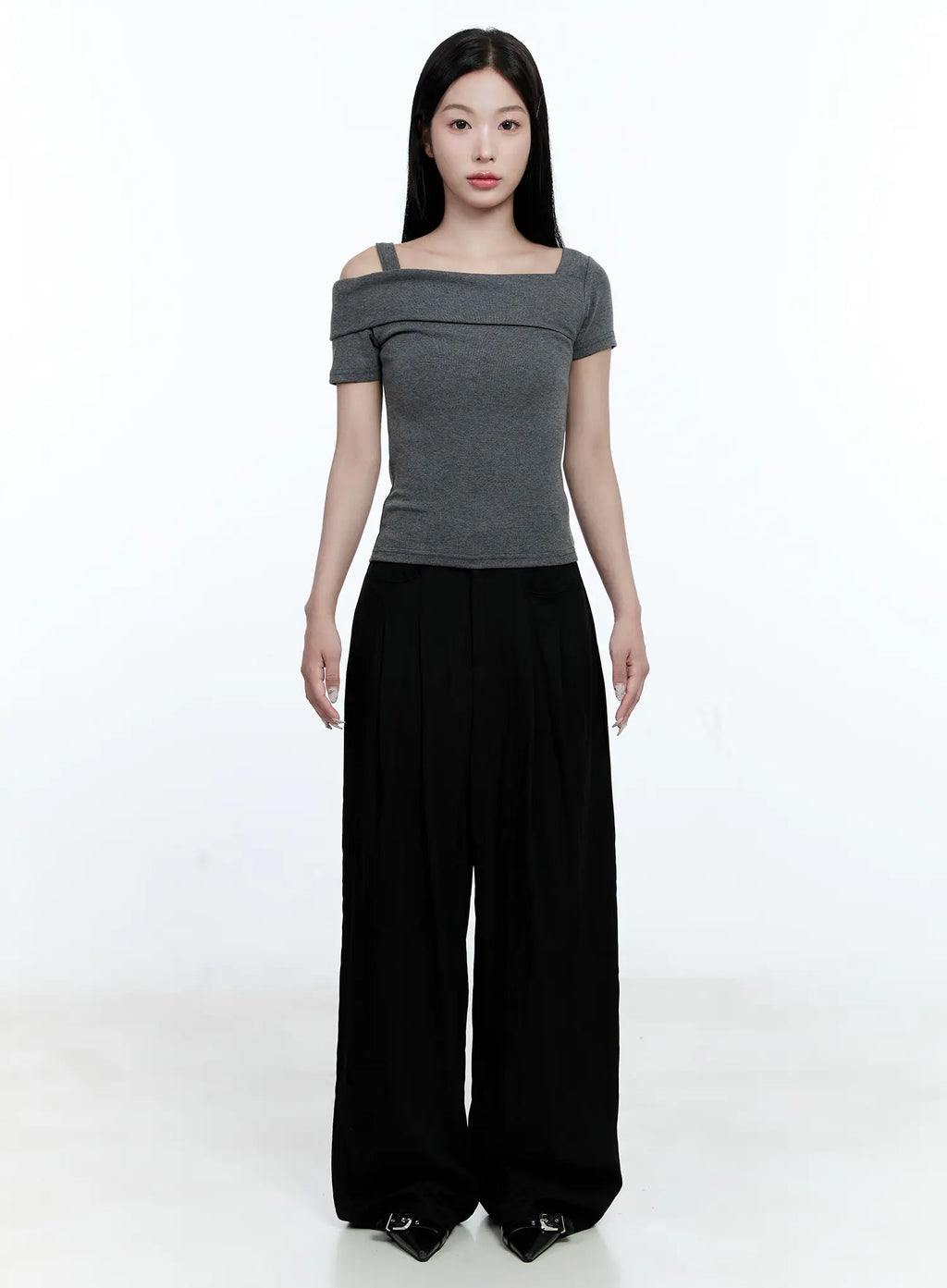 Pintuck Wide-Leg Slacks CG512