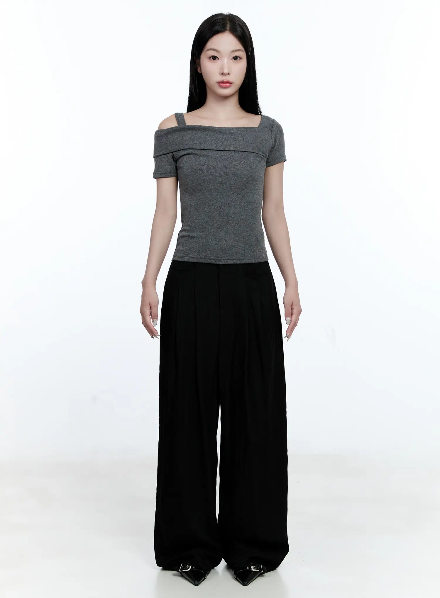 Pintuck Wide-Leg Slacks CG512