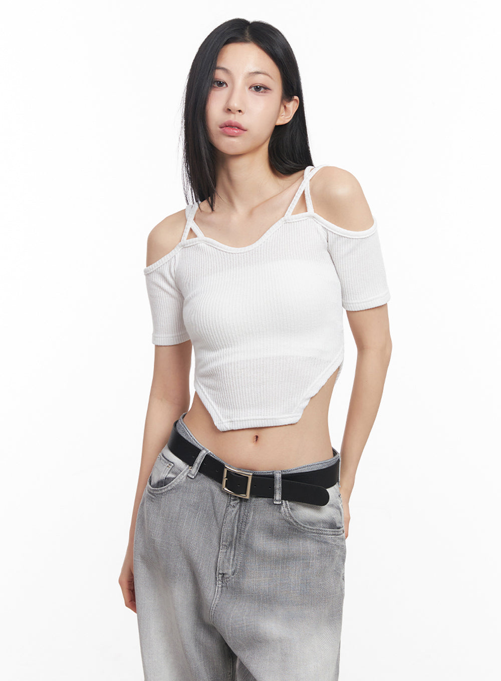 Strappy Off-Shoulder Crop Top IY516