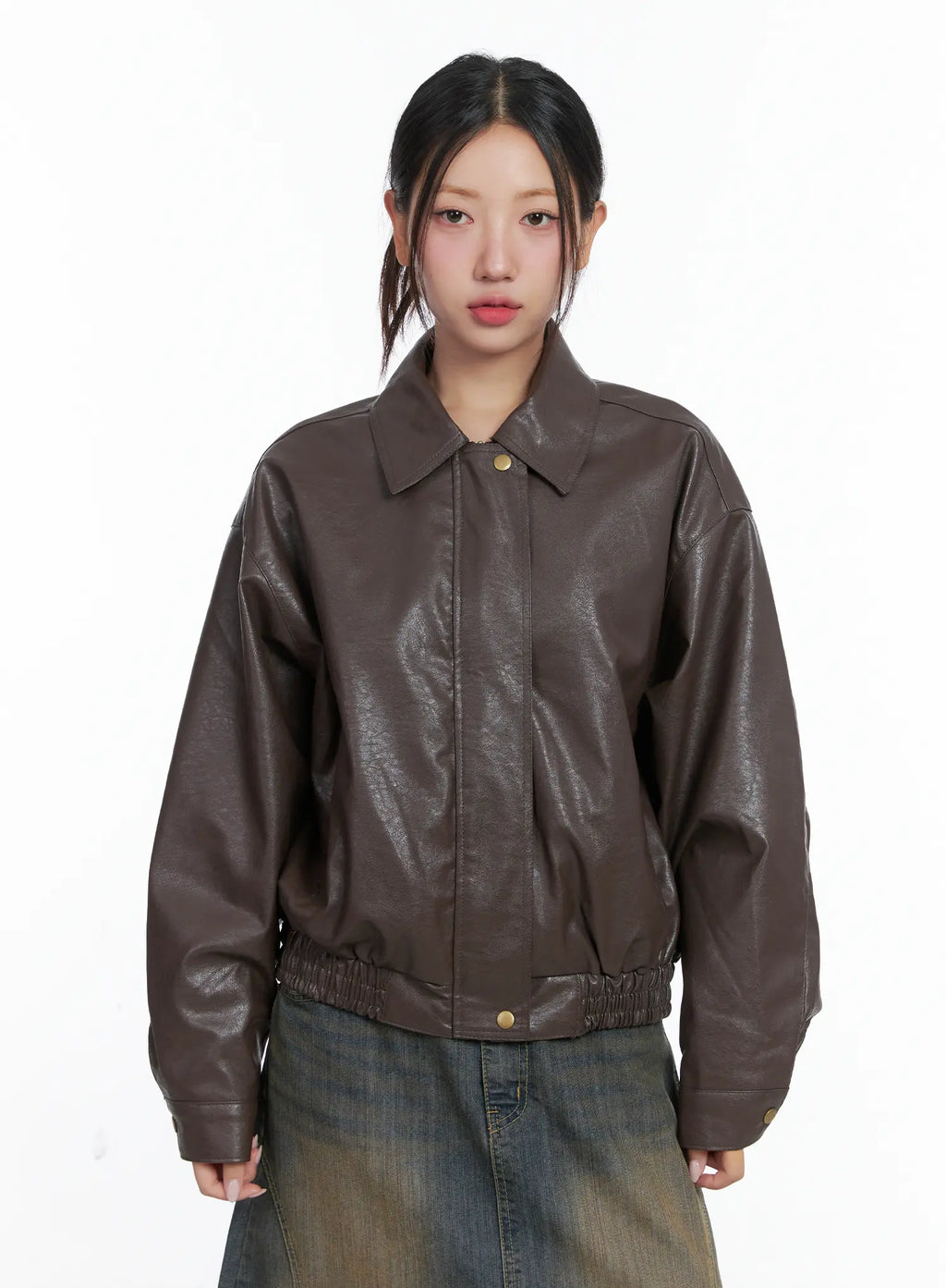 Oversized Vegan Leather Blouson Jacket CS503