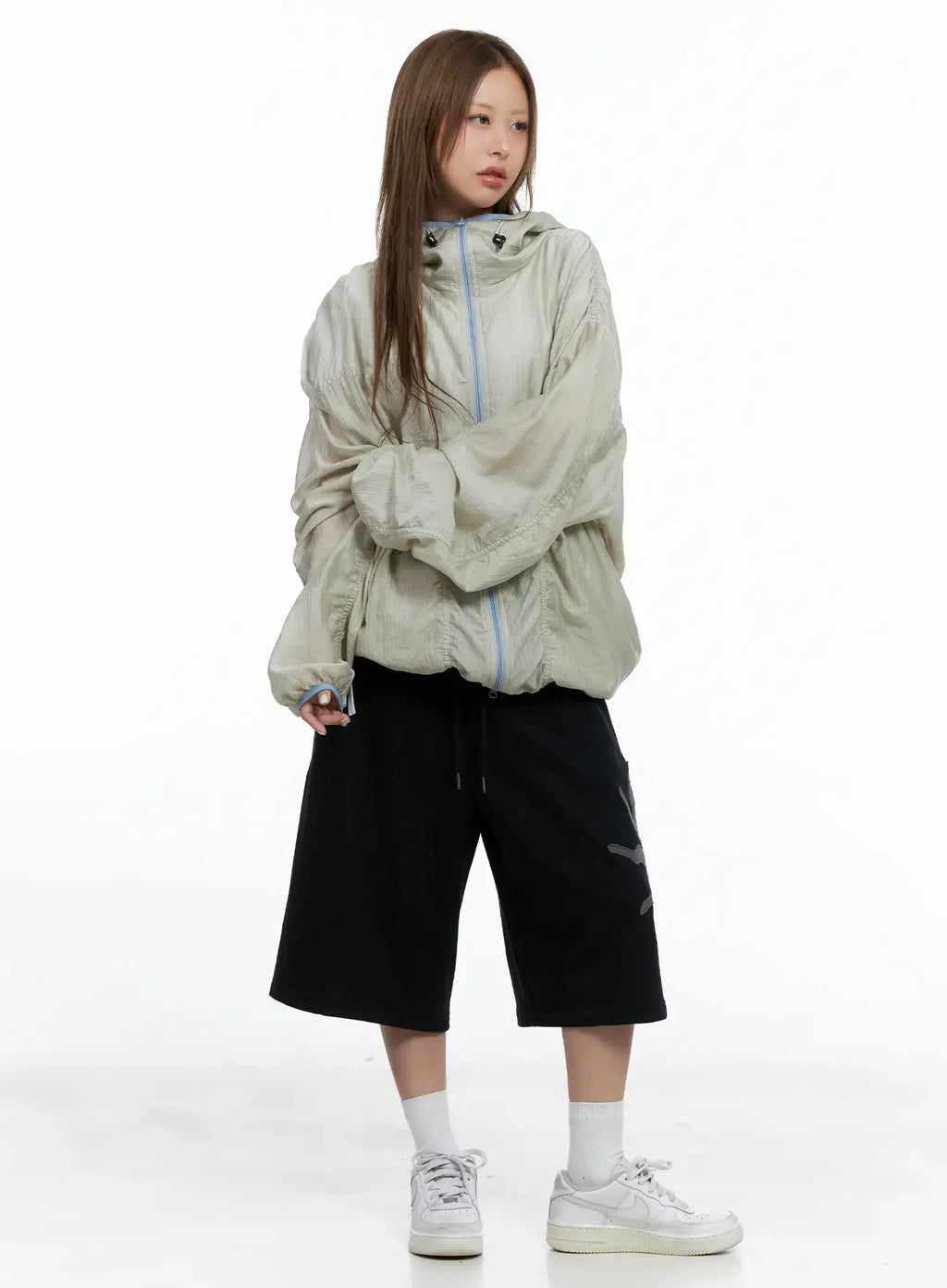 Oversized Ruched Windbreaker CL511