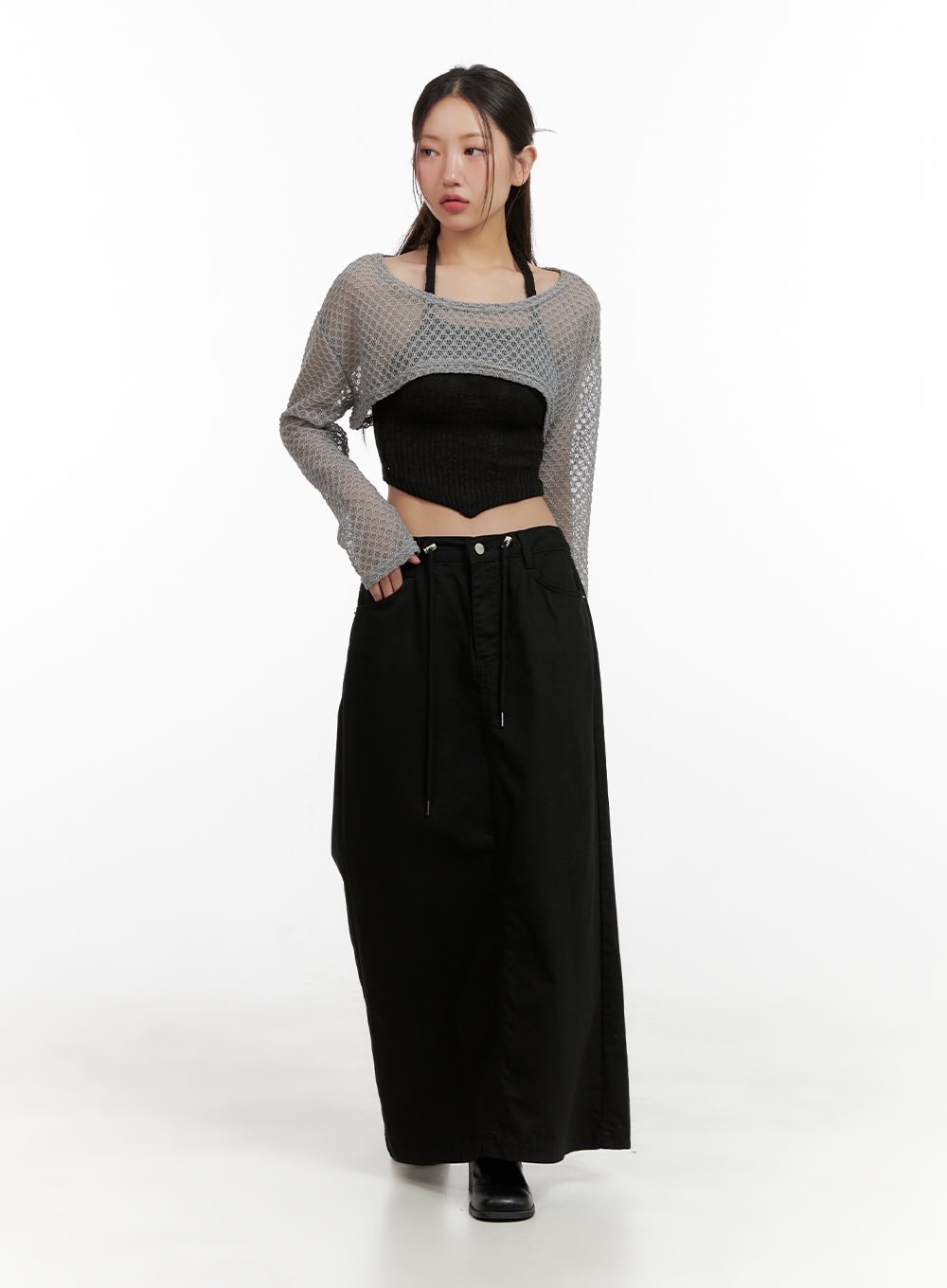 String Waist Maxi Skirt CL431